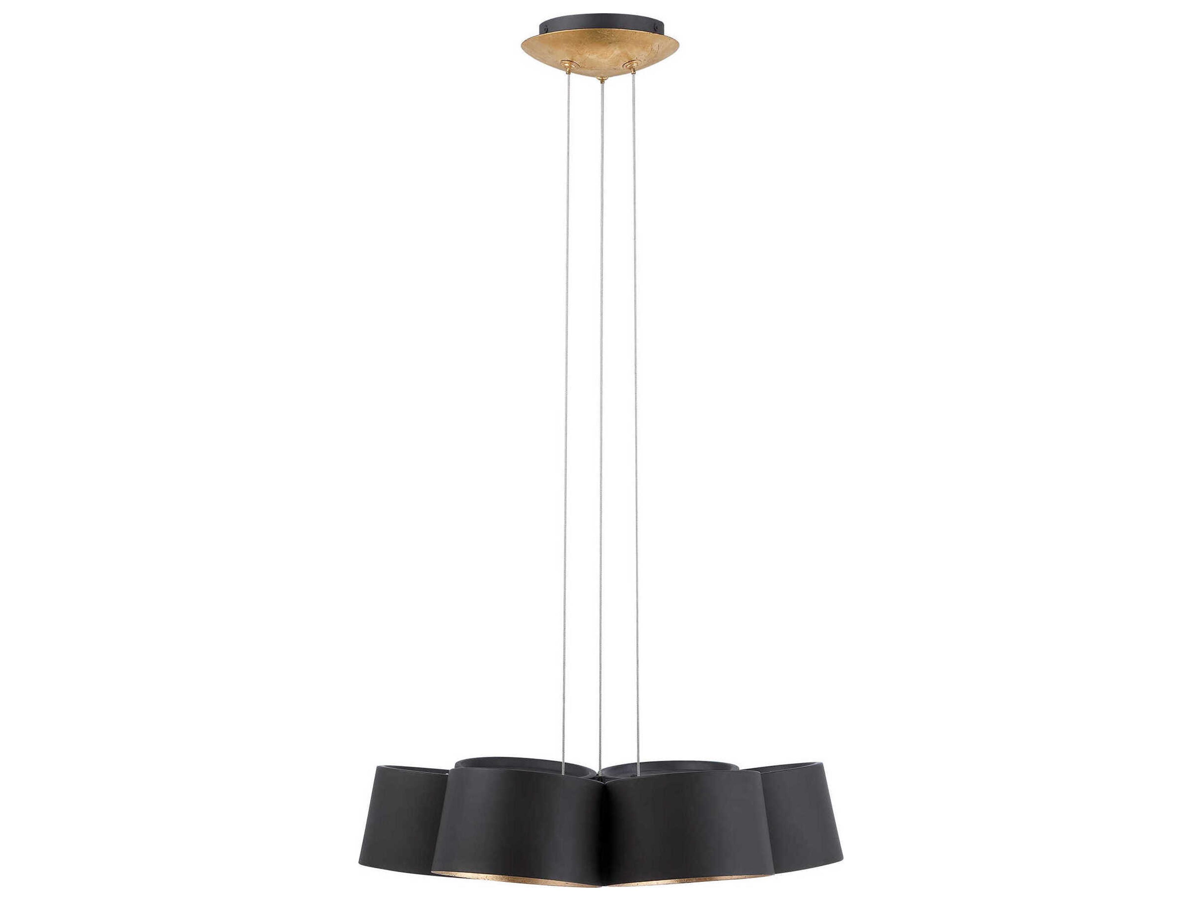 Modern Forms Marimba 7-Light Black Gold Leaf Glass LED Drum Pendant