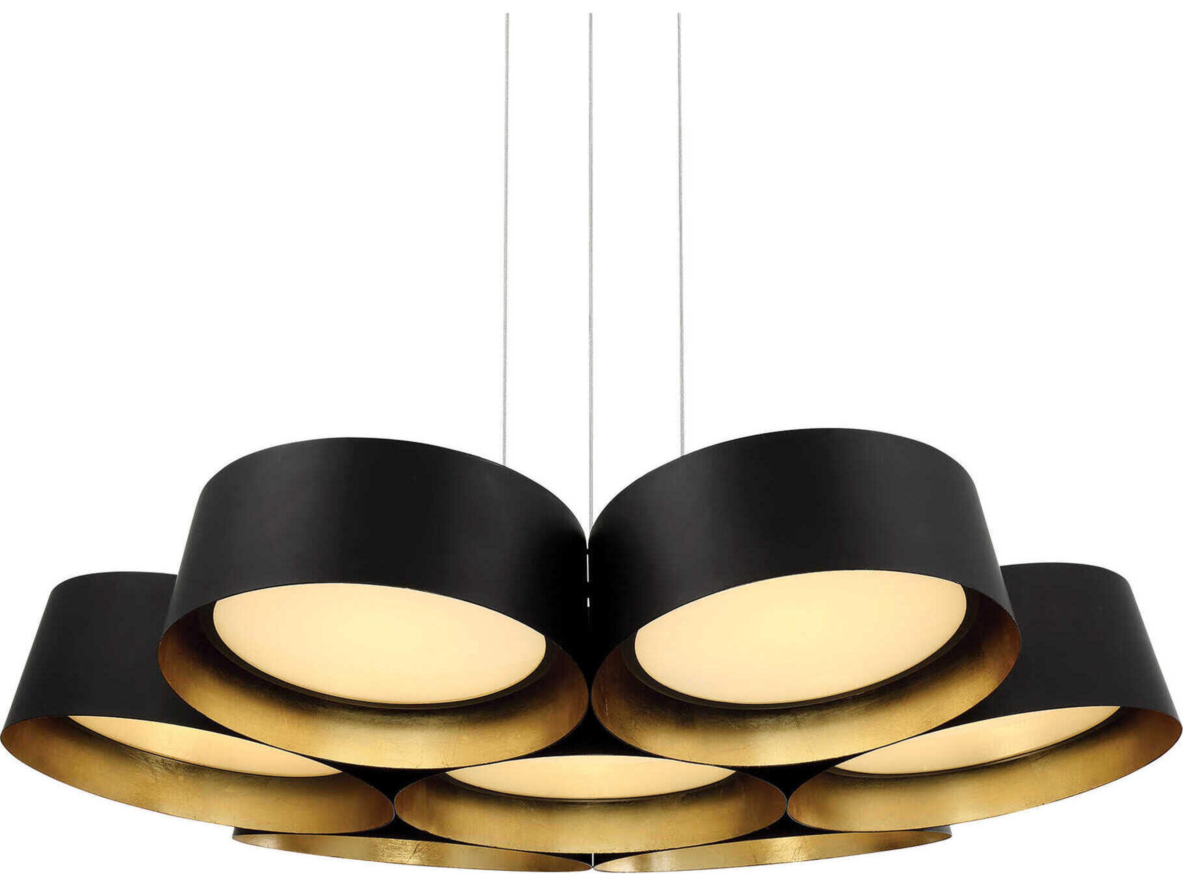Modern Forms Marimba 7-Light Black Gold Leaf Glass LED Drum Pendant