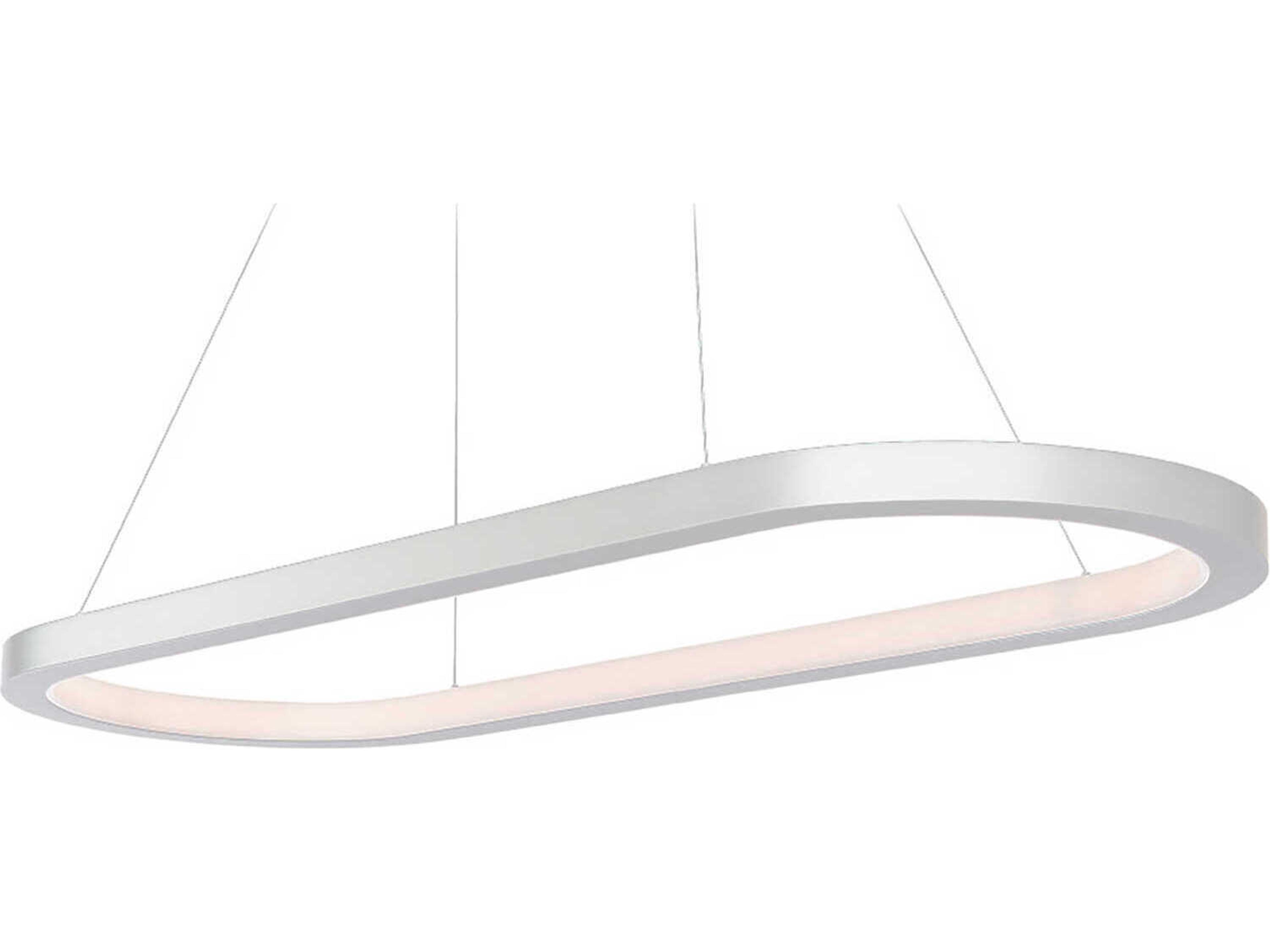 Racetrack 1-Light Brushed Aluminum Silver LED Island Pendant