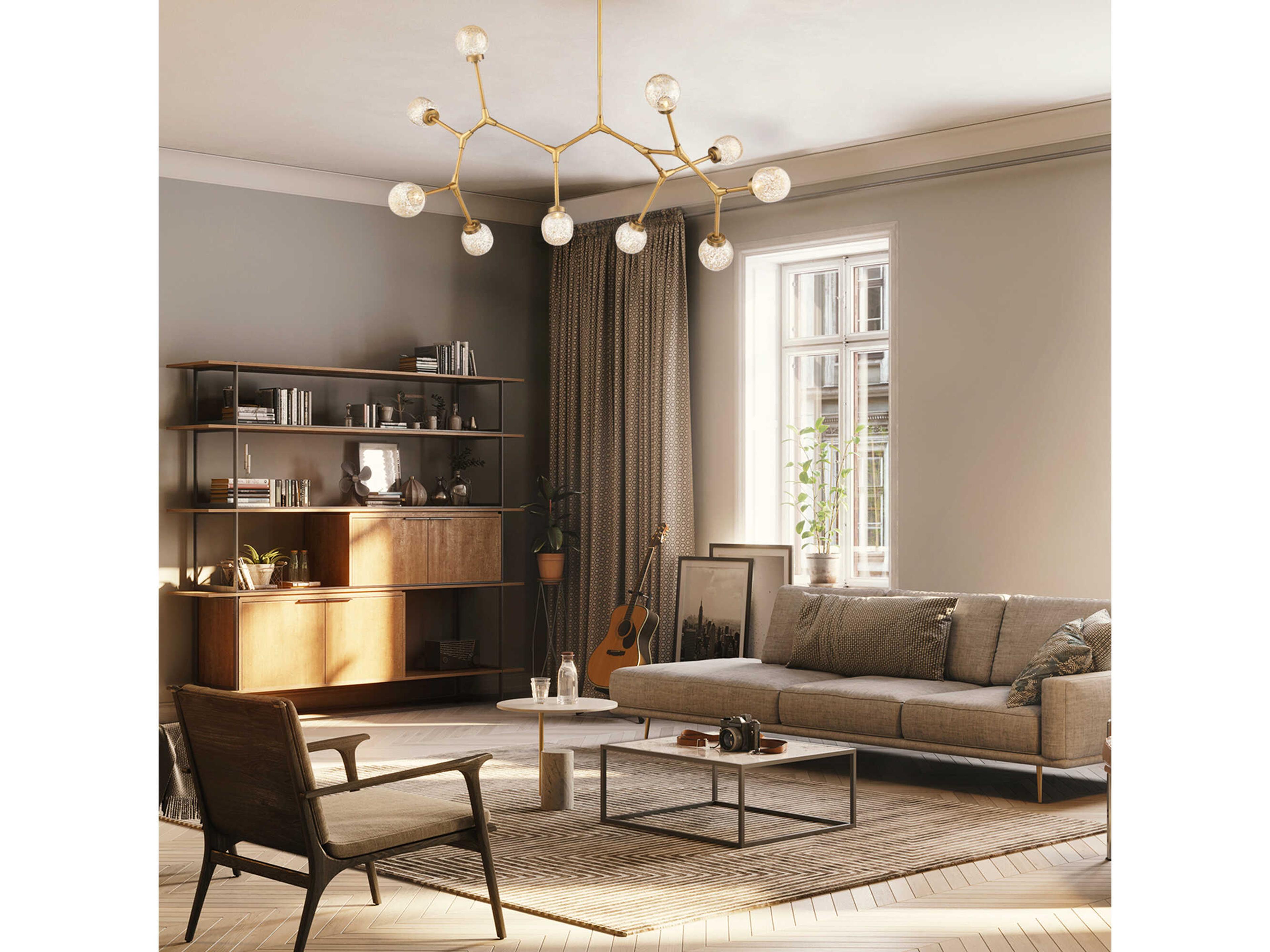 Modern Forms Catalyst 10-Light Aged Brass Glass LED Globe Chandelier