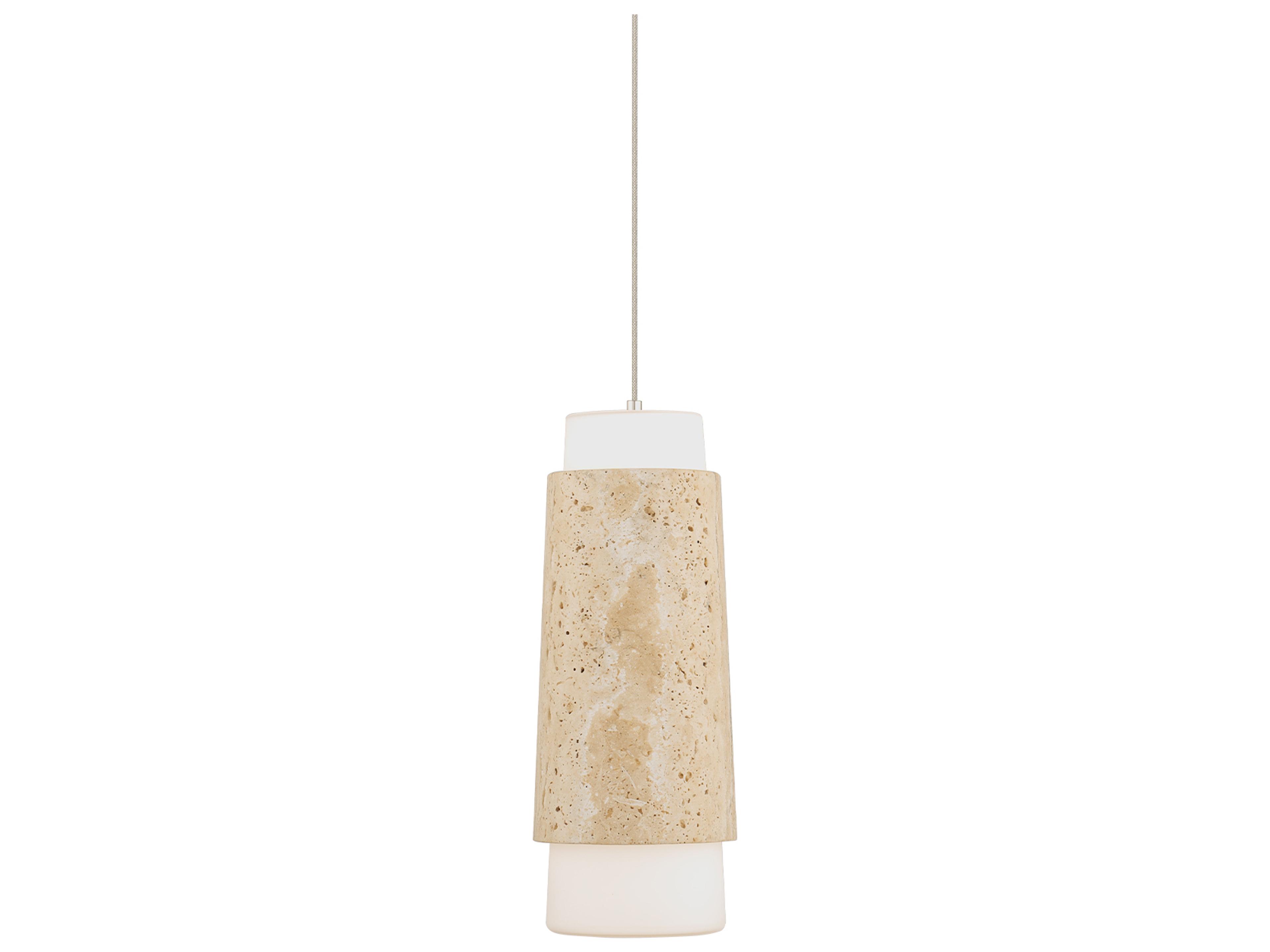 Modern Forms Chauncey 1-Light Beige Travertine Aged Brass Linear Mini Pendant