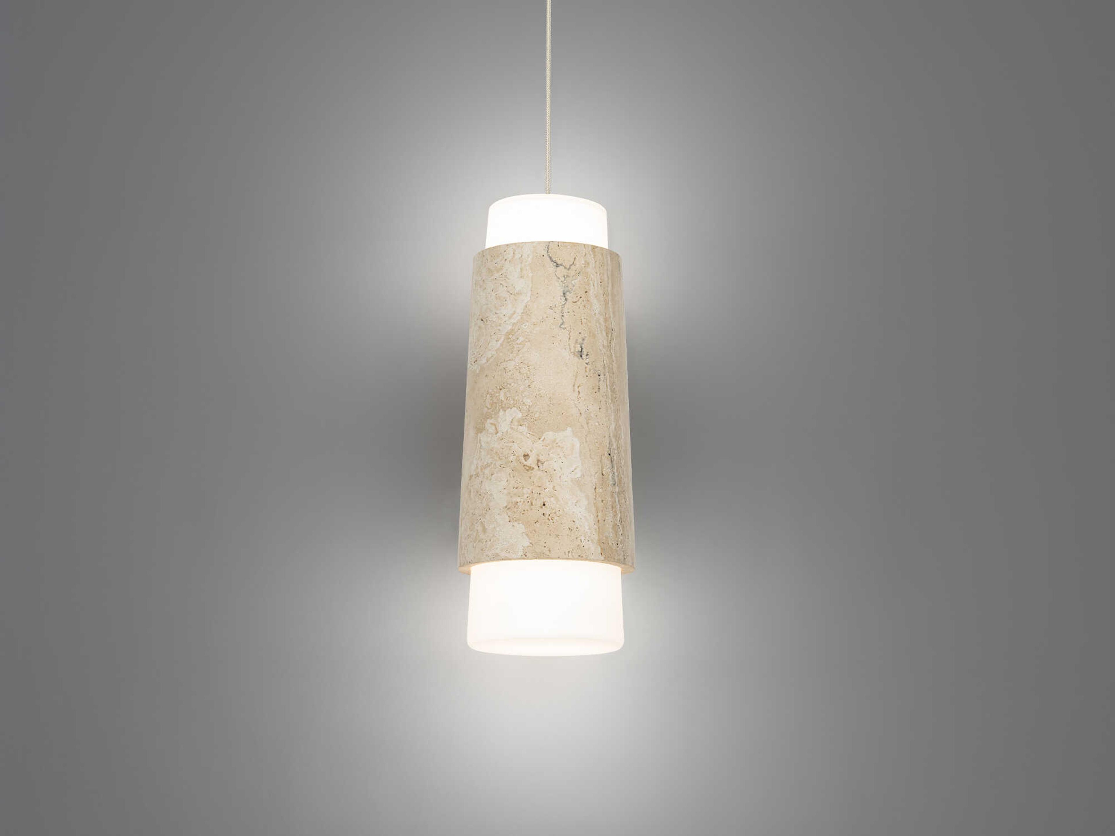 Modern Forms Chauncey 1-Light Beige Travertine Aged Brass Linear Mini Pendant