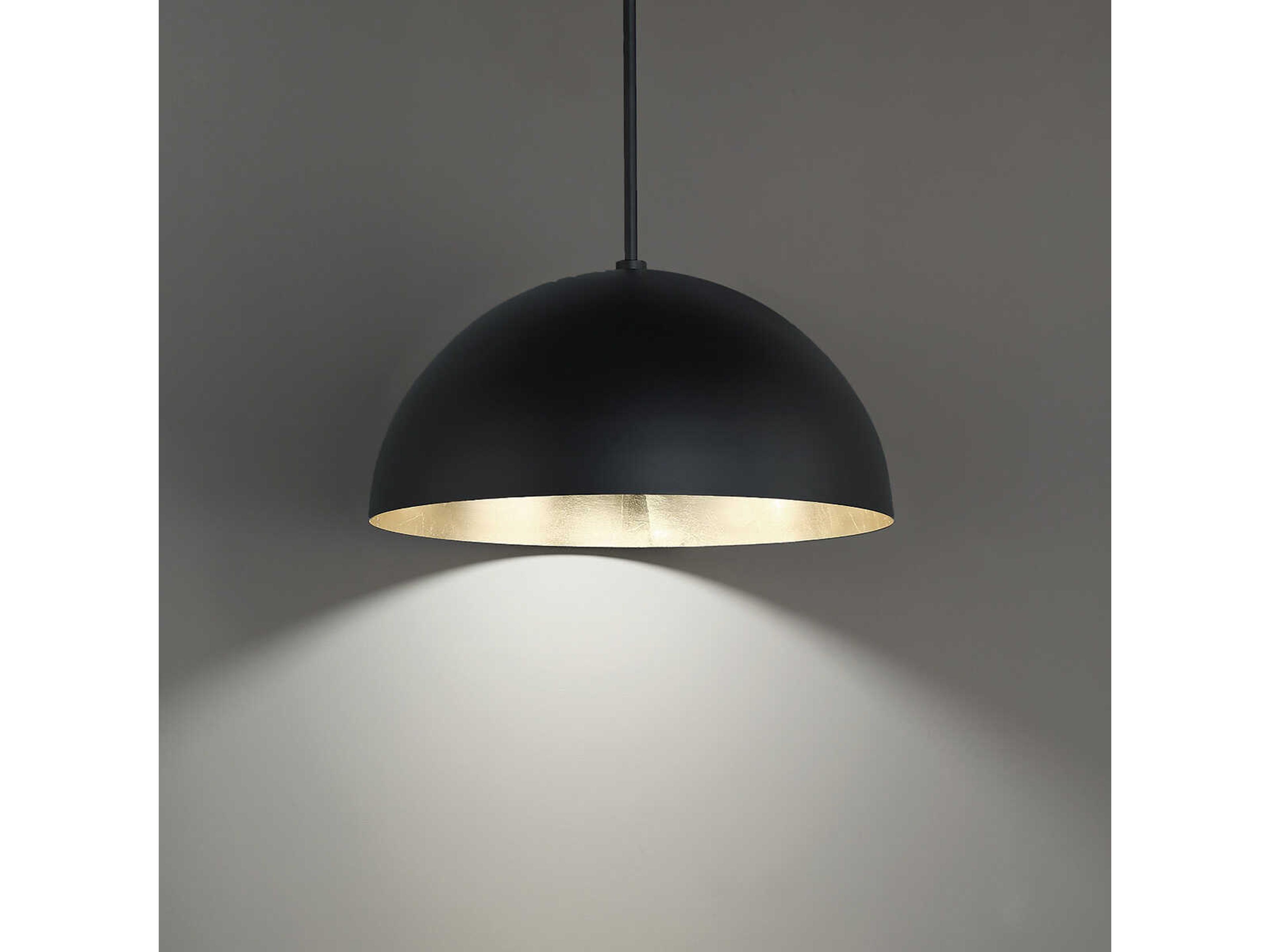 Modern Forms Yolo 1-Light Black Gold Leaf Glass LED Dome Pendant