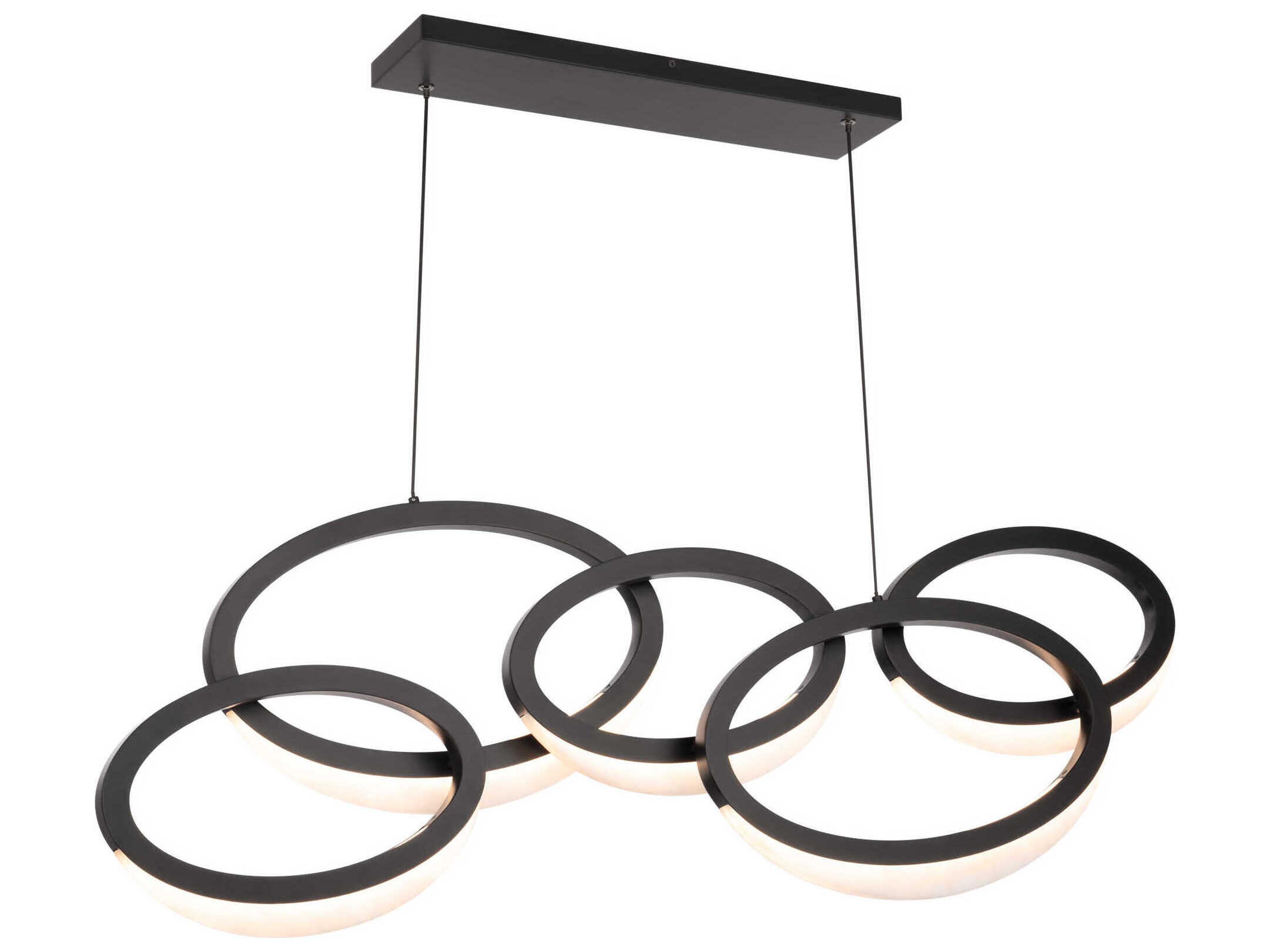 Orion 5-Light Black Glass LED Geometric Island Pendant