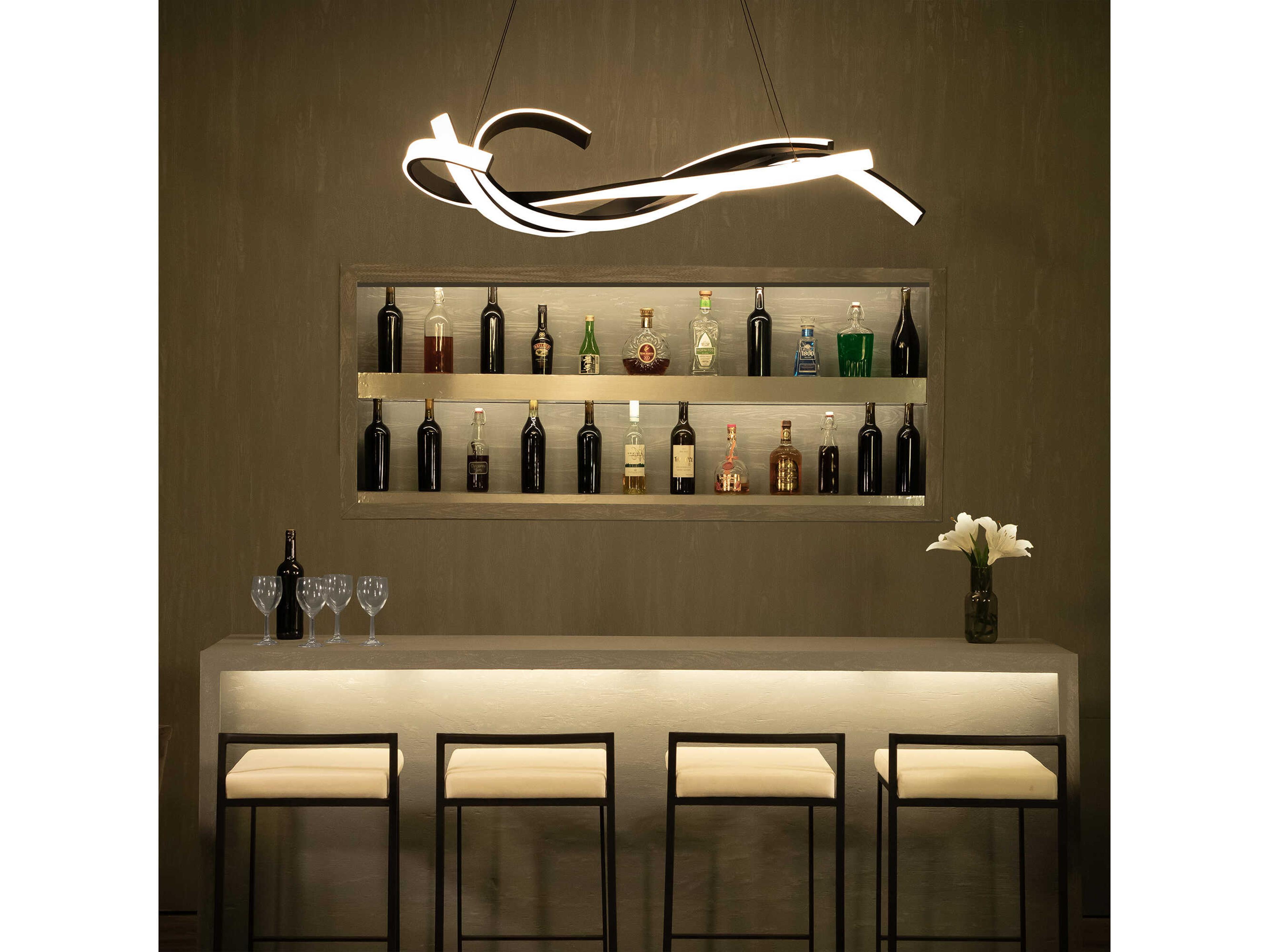 Modern Forms Tidal 1-Light Black LED Linear Island Pendant