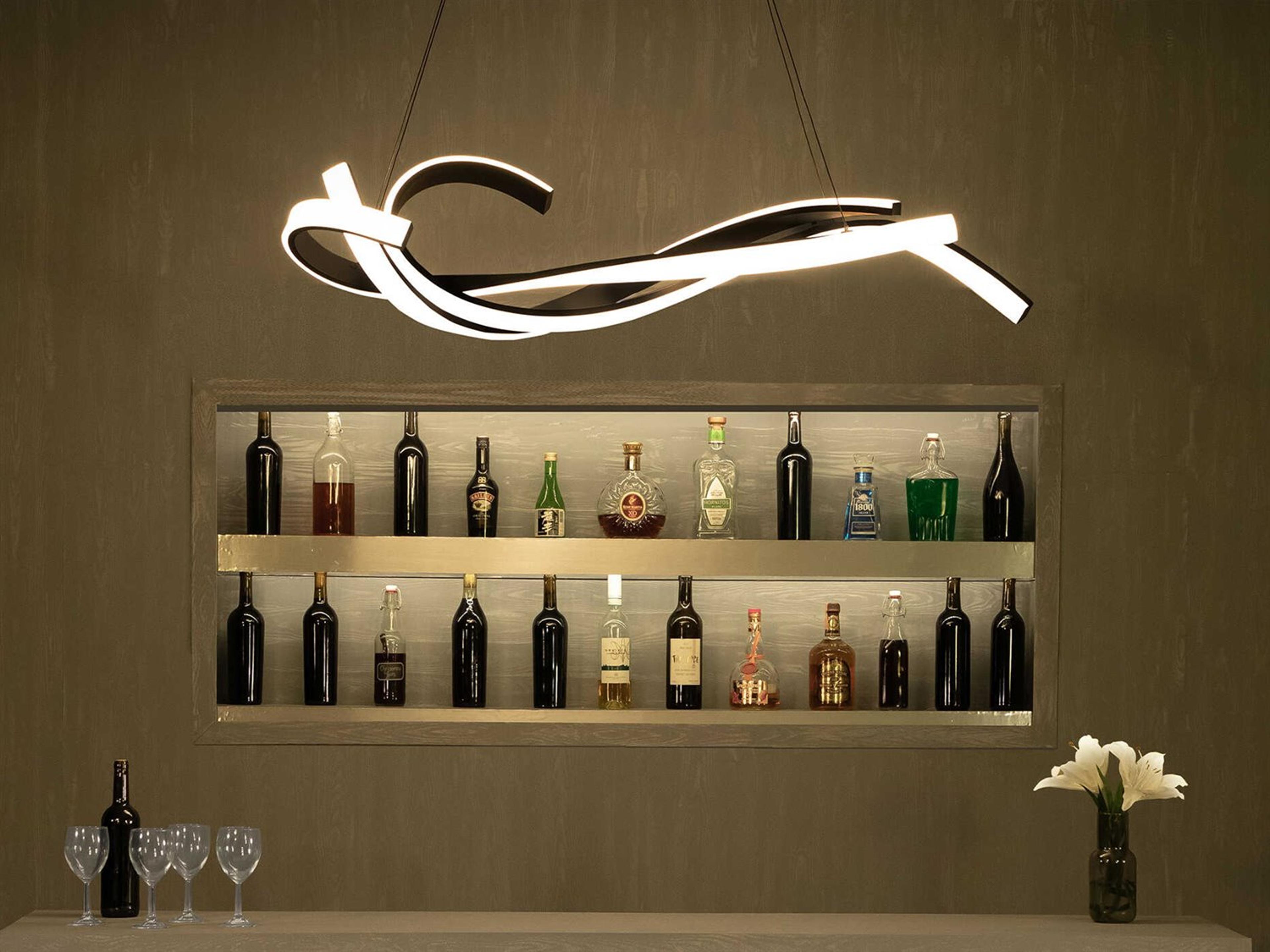 Modern Forms Tidal 1-Light Black LED Linear Island Pendant