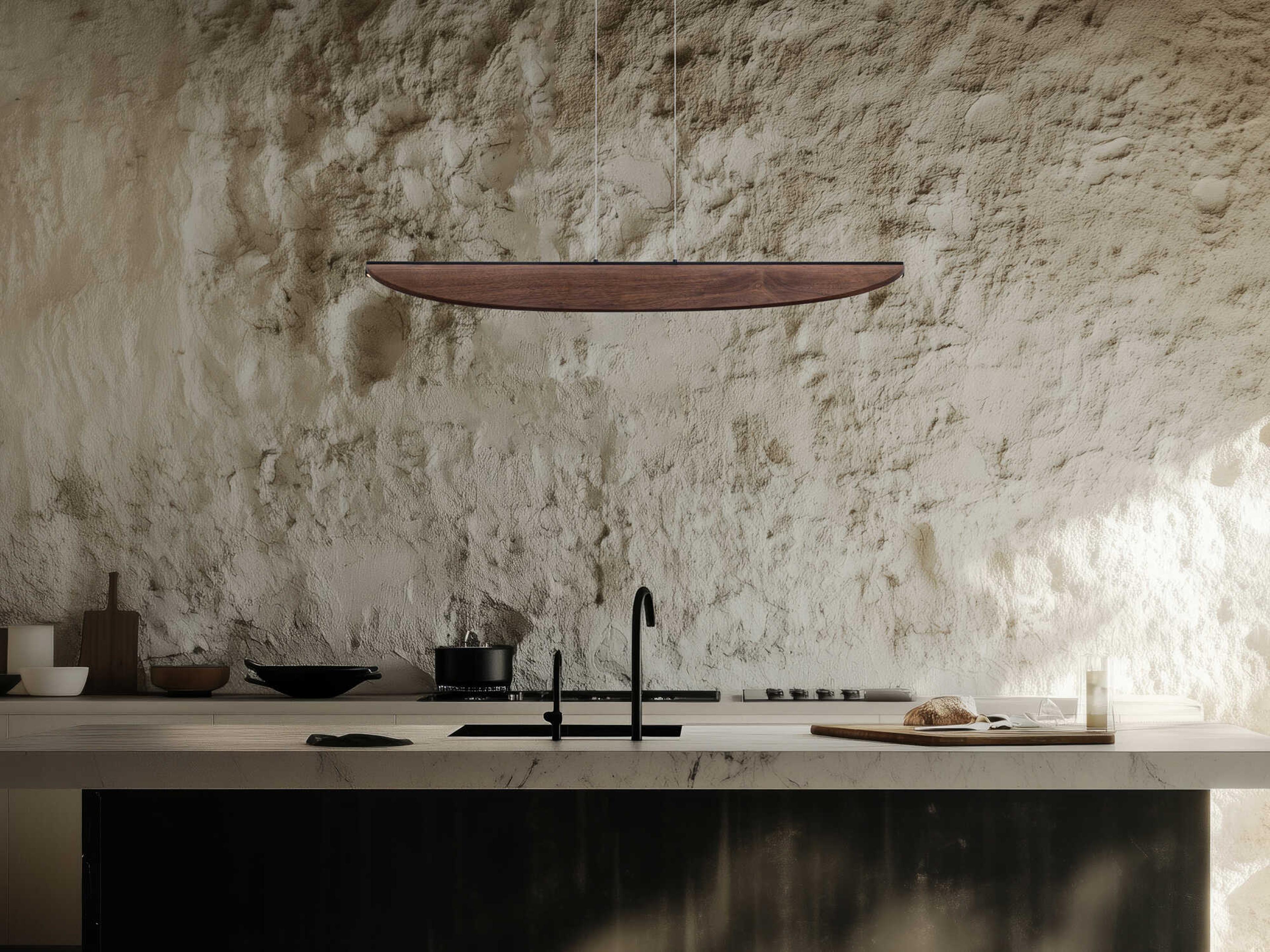 Modern Forms Kiefer 1-Light Black Dark Walnut Brown Linear Island Pendant