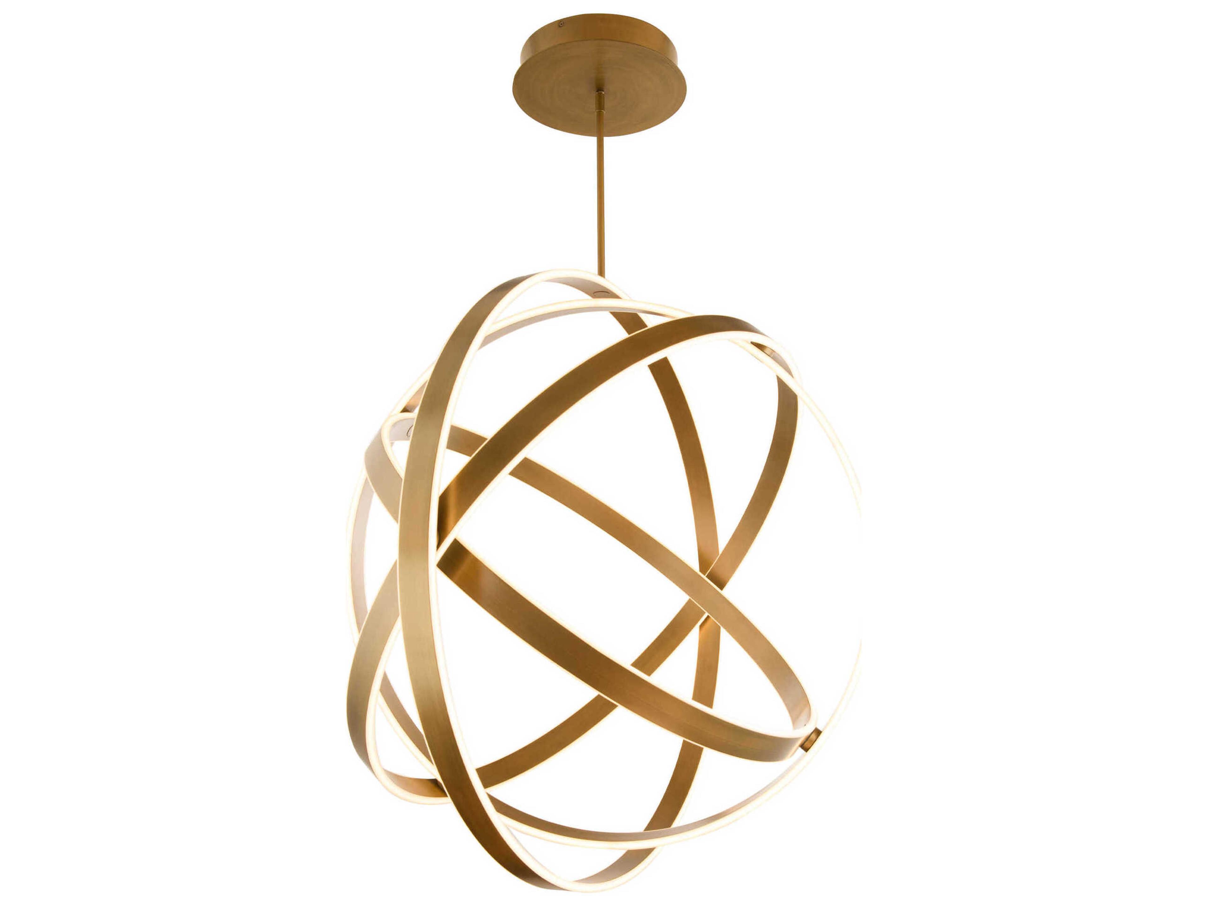 Kinetic 38 Inch LED Chandelier in Aged Brass