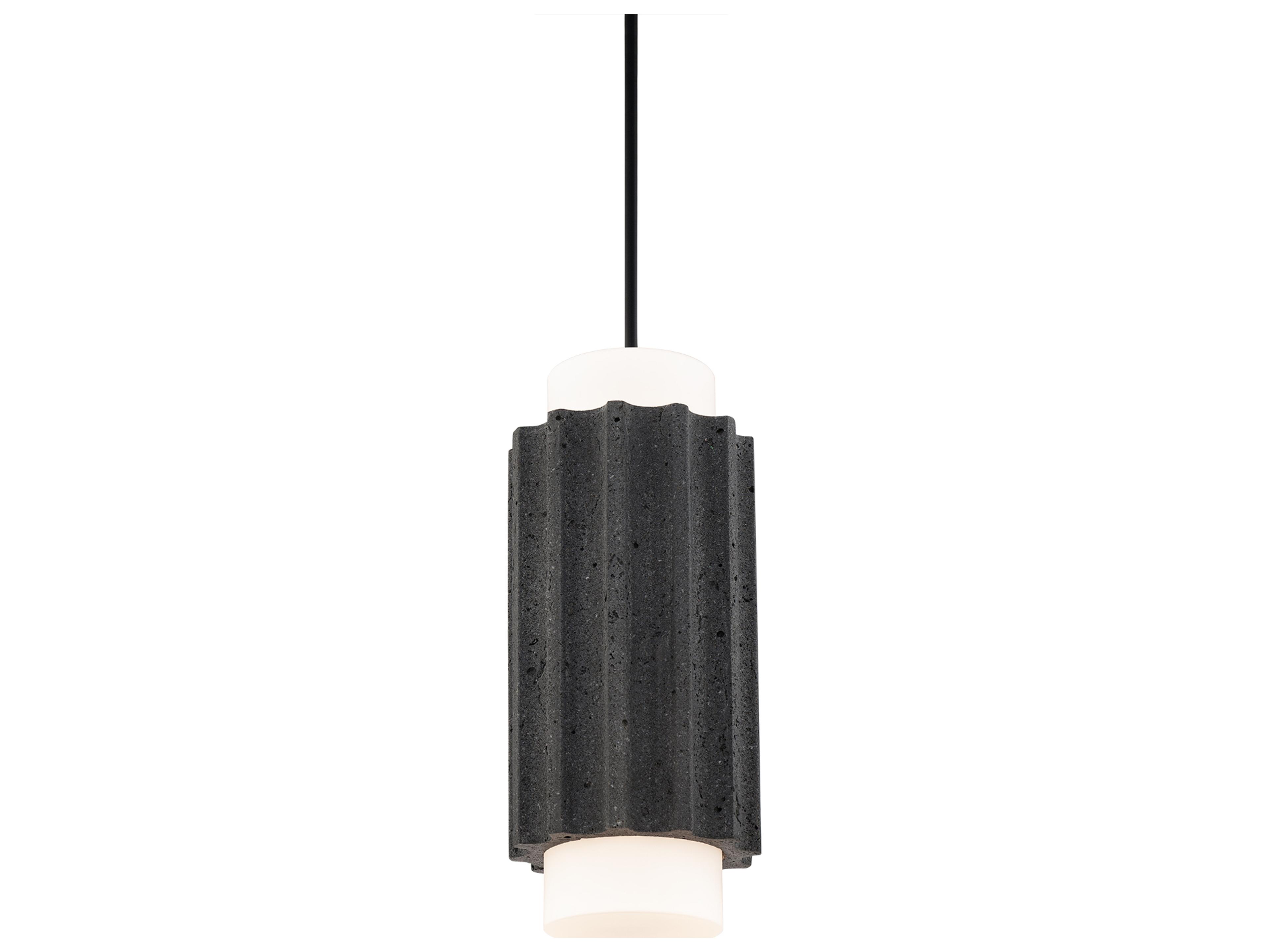 Caviar 1-Light Bassalt Stone Black Cylinder Mini Pendant