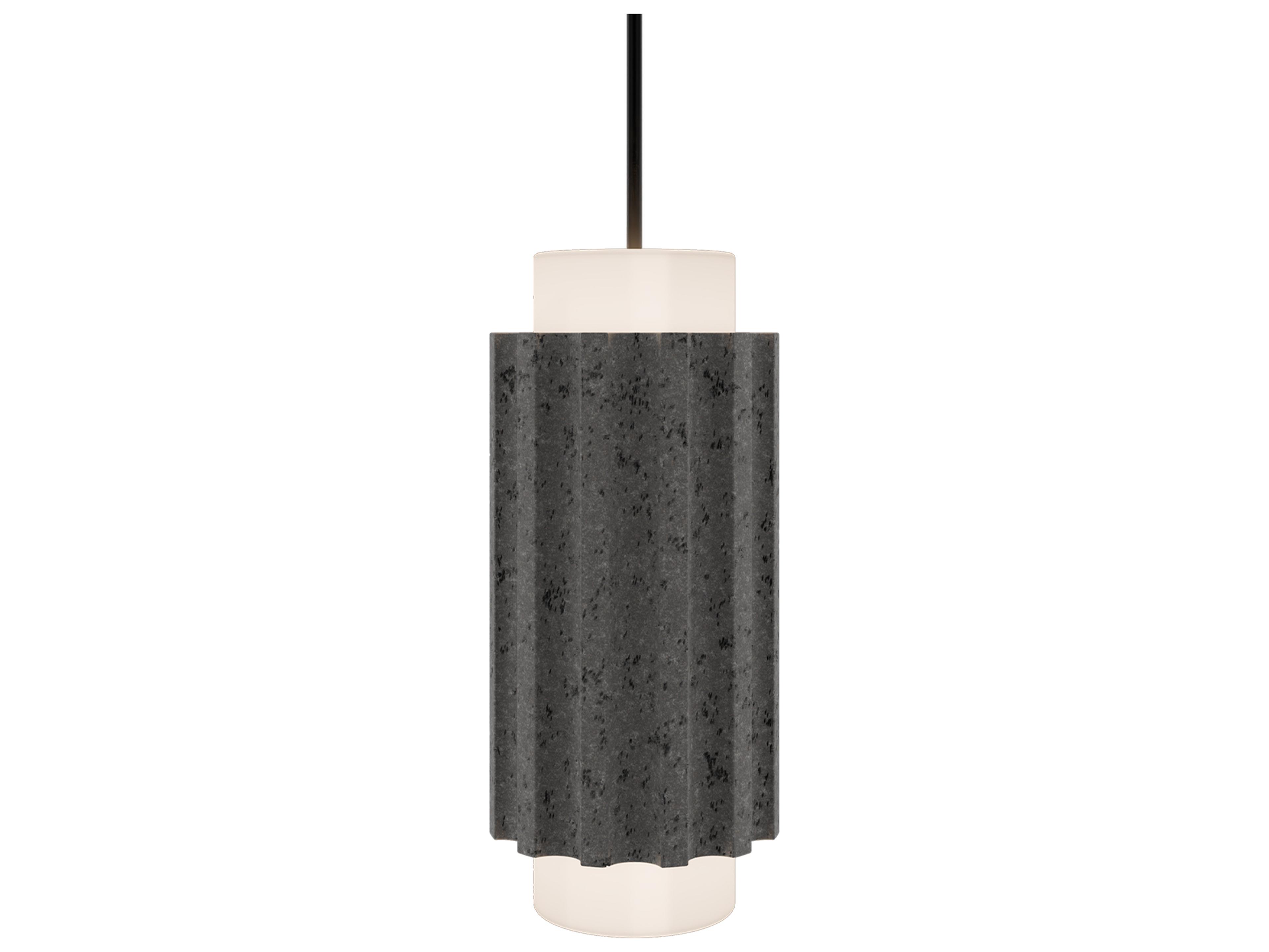 Modern Forms Caviar 1-Light Bassalt Stone Black Cylinder Mini Pendant