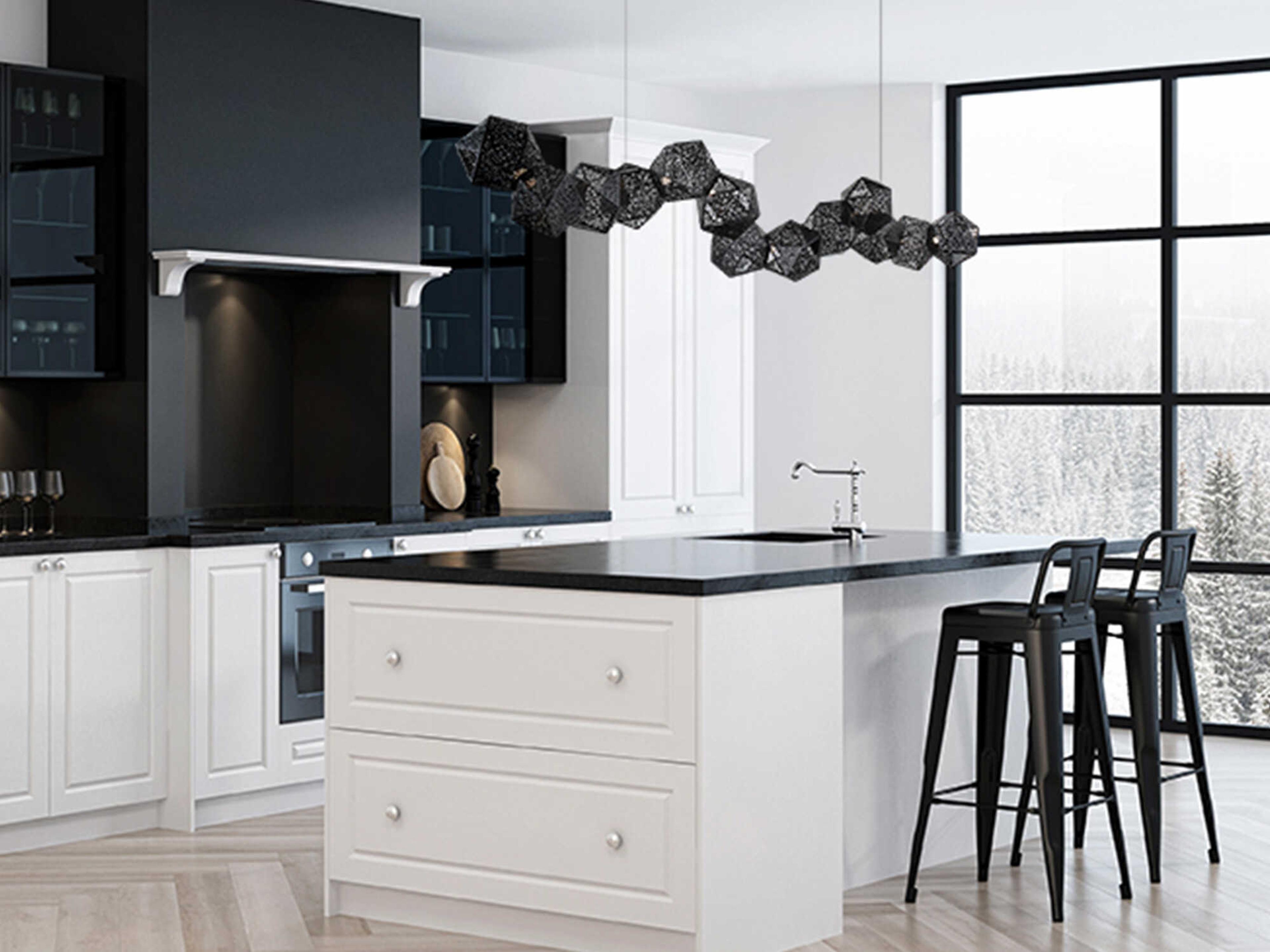 Modern Forms Riddle 13-Light Black LED Geometric Linear Island Pendant