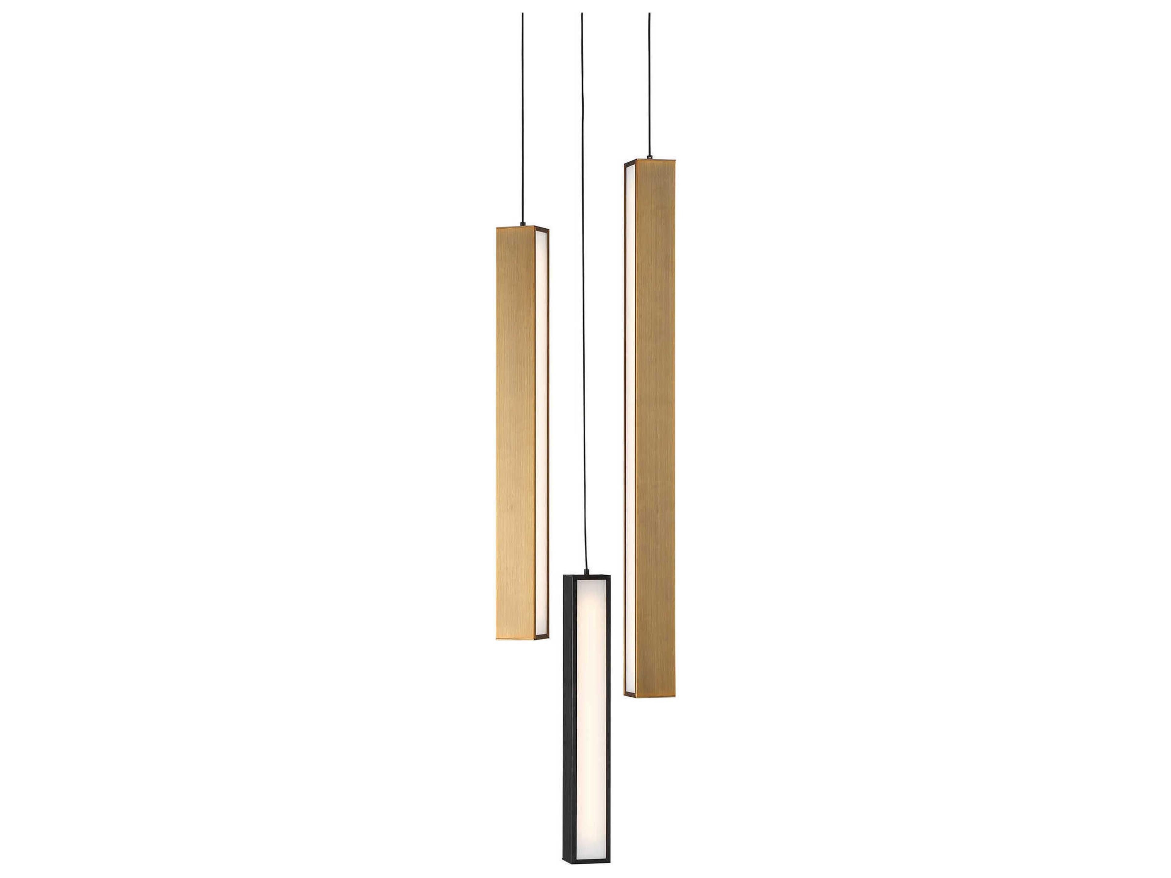 Modern Forms Chaos 3-Light Black Aged Brass LED Geometric Mini Pendant