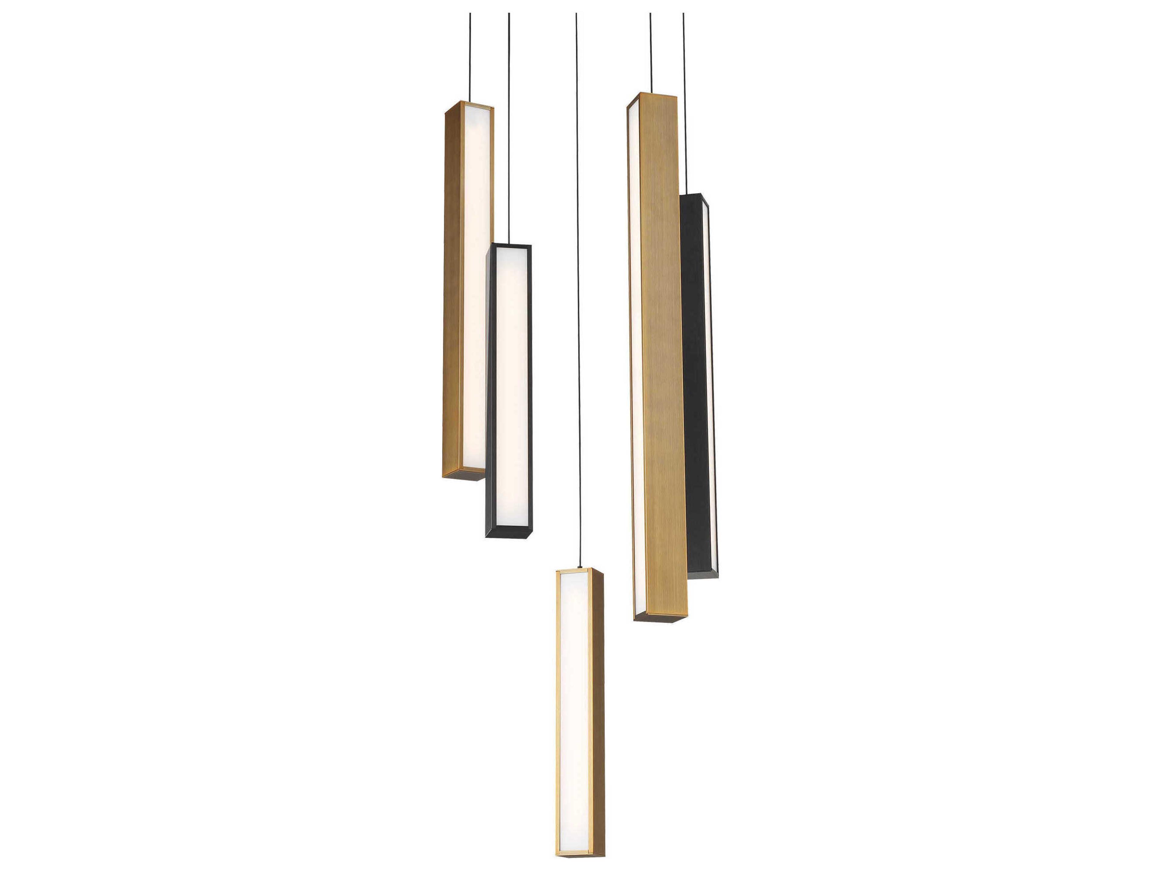 Modern Forms Chaos 5-Light Black Aged Brass LED Geometric Pendant