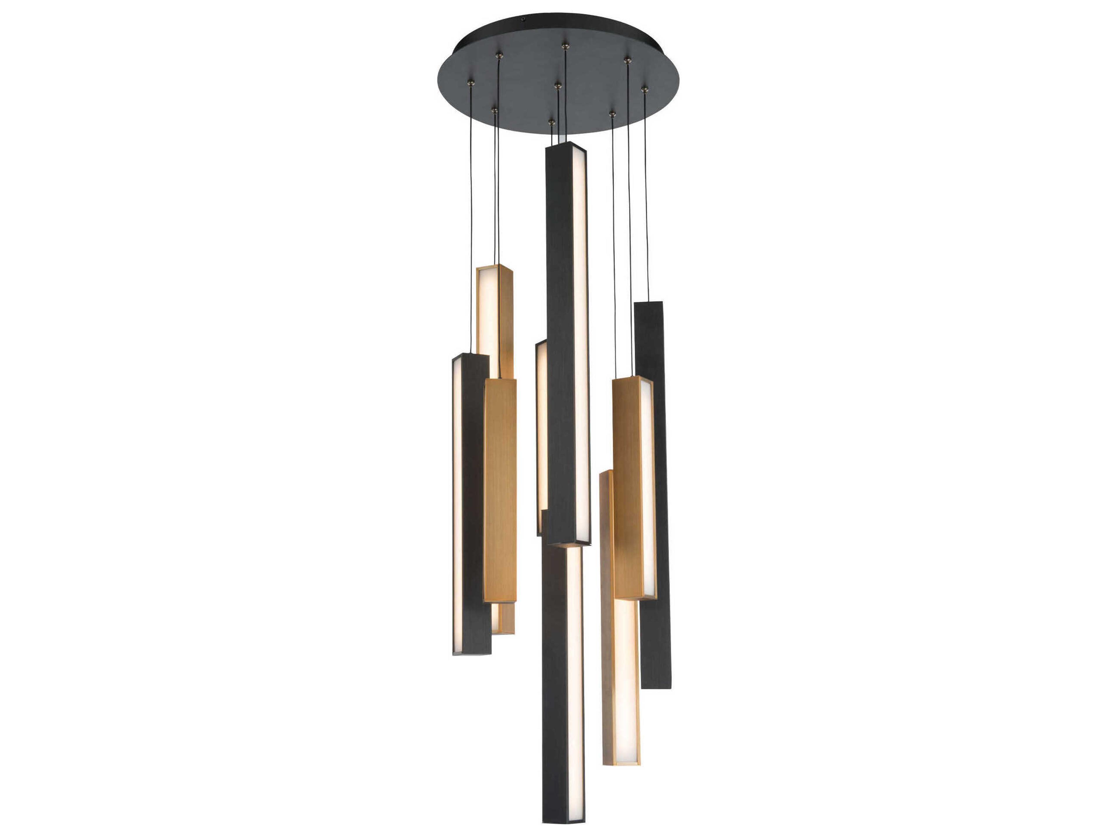 Chaos 9-Light Black Aged Brass LED Geometric Pendant