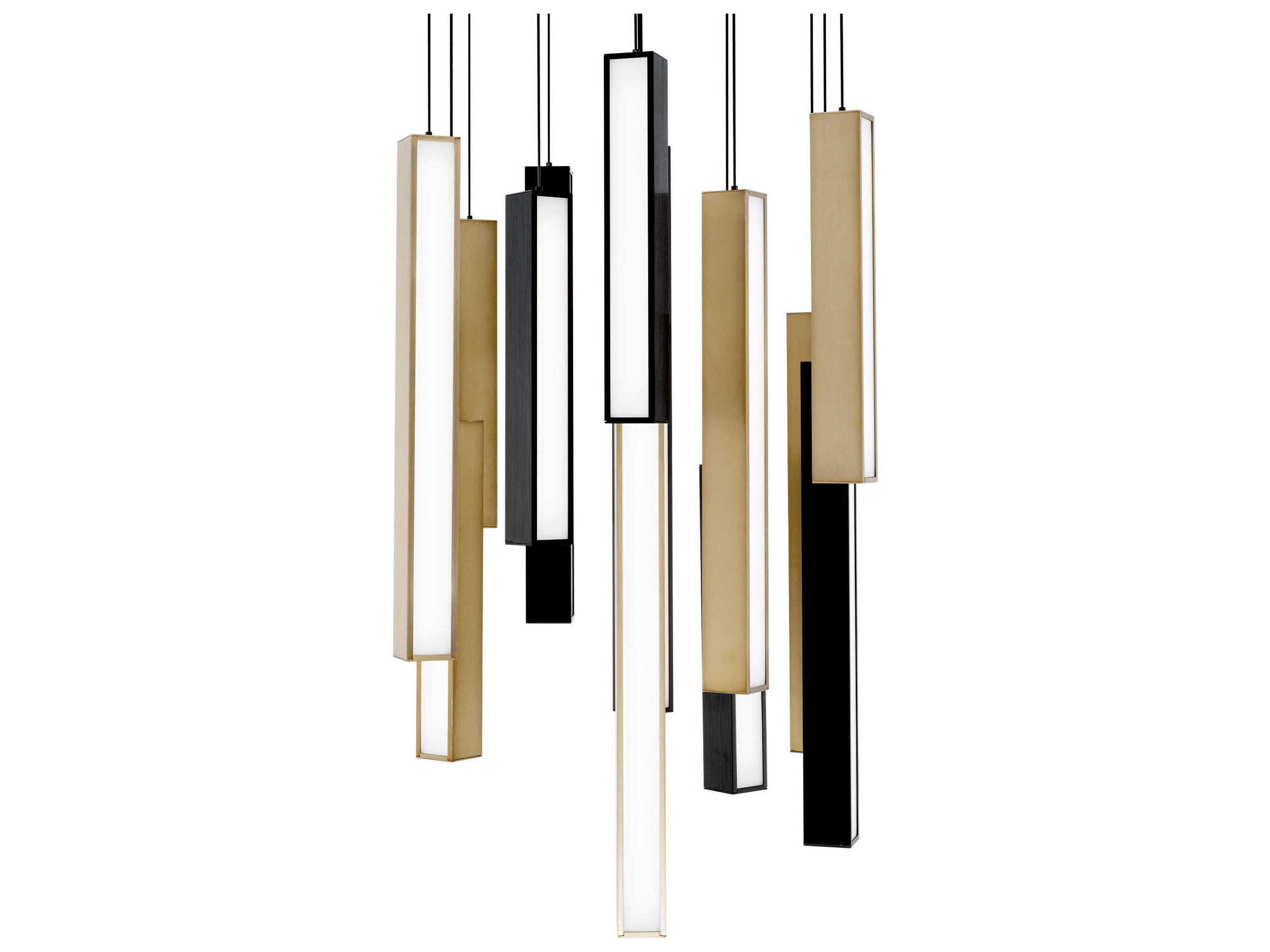 Modern Forms Chaos 13-Light Black Aged Brass Geometric Linear Pendant