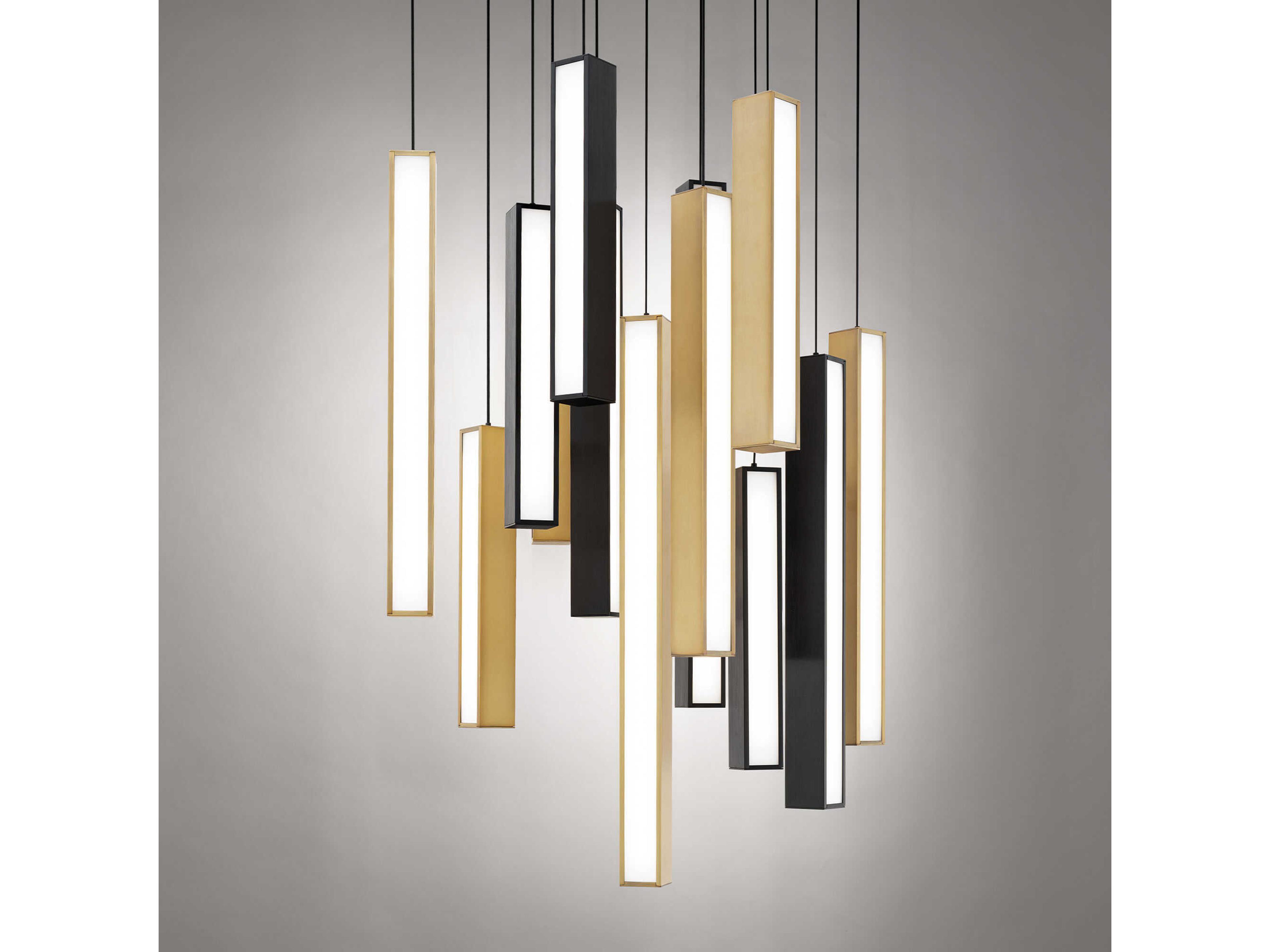 Modern Forms Chaos 13-Light Black Aged Brass Geometric Linear Pendant