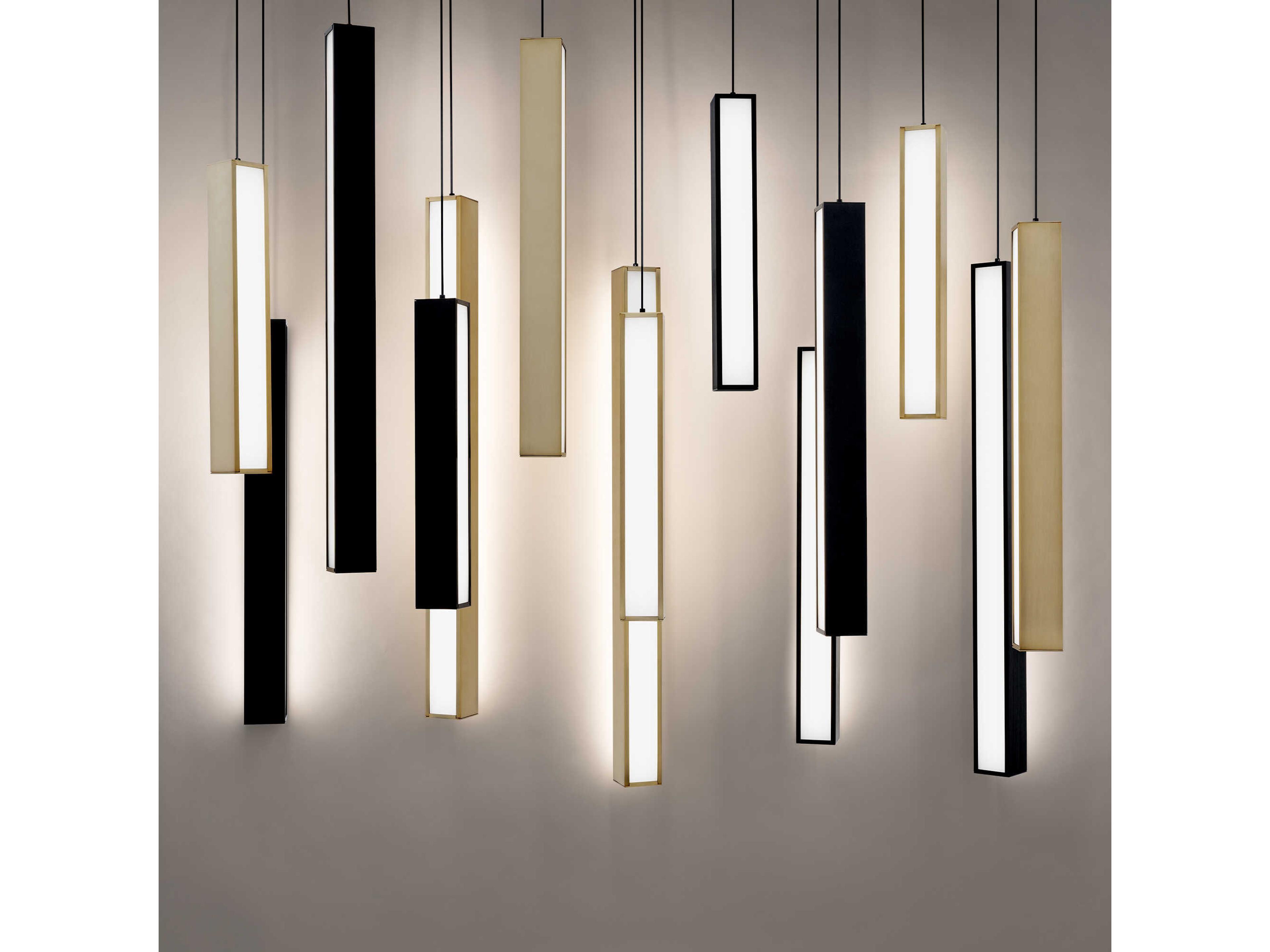 Modern Forms Chaos 14-Light Black Aged Brass Geometric Linear Island Pendant