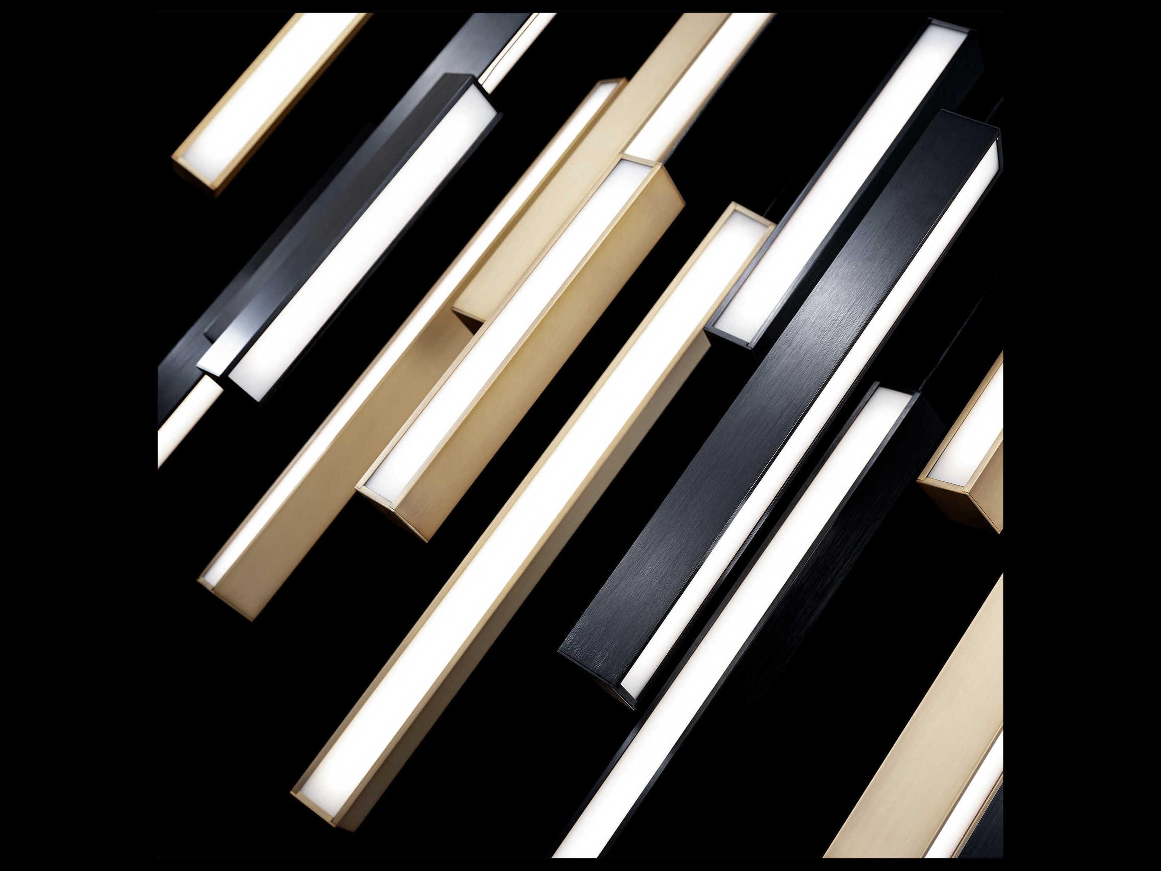 Modern Forms Chaos 14-Light Black Aged Brass Geometric Linear Island Pendant