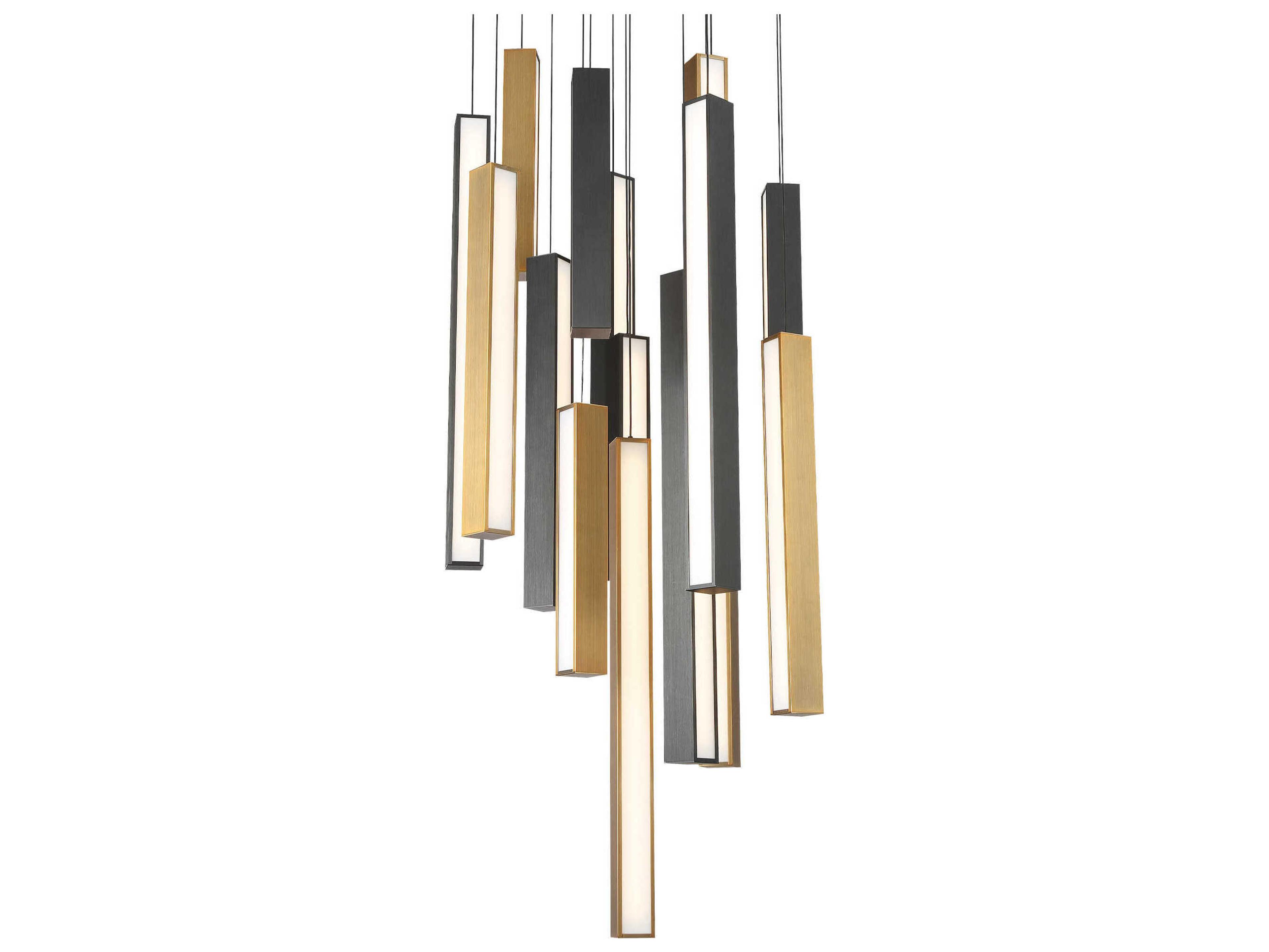 Modern Forms Chaos 15-Light Black Aged Brass LED Geometric Pendant