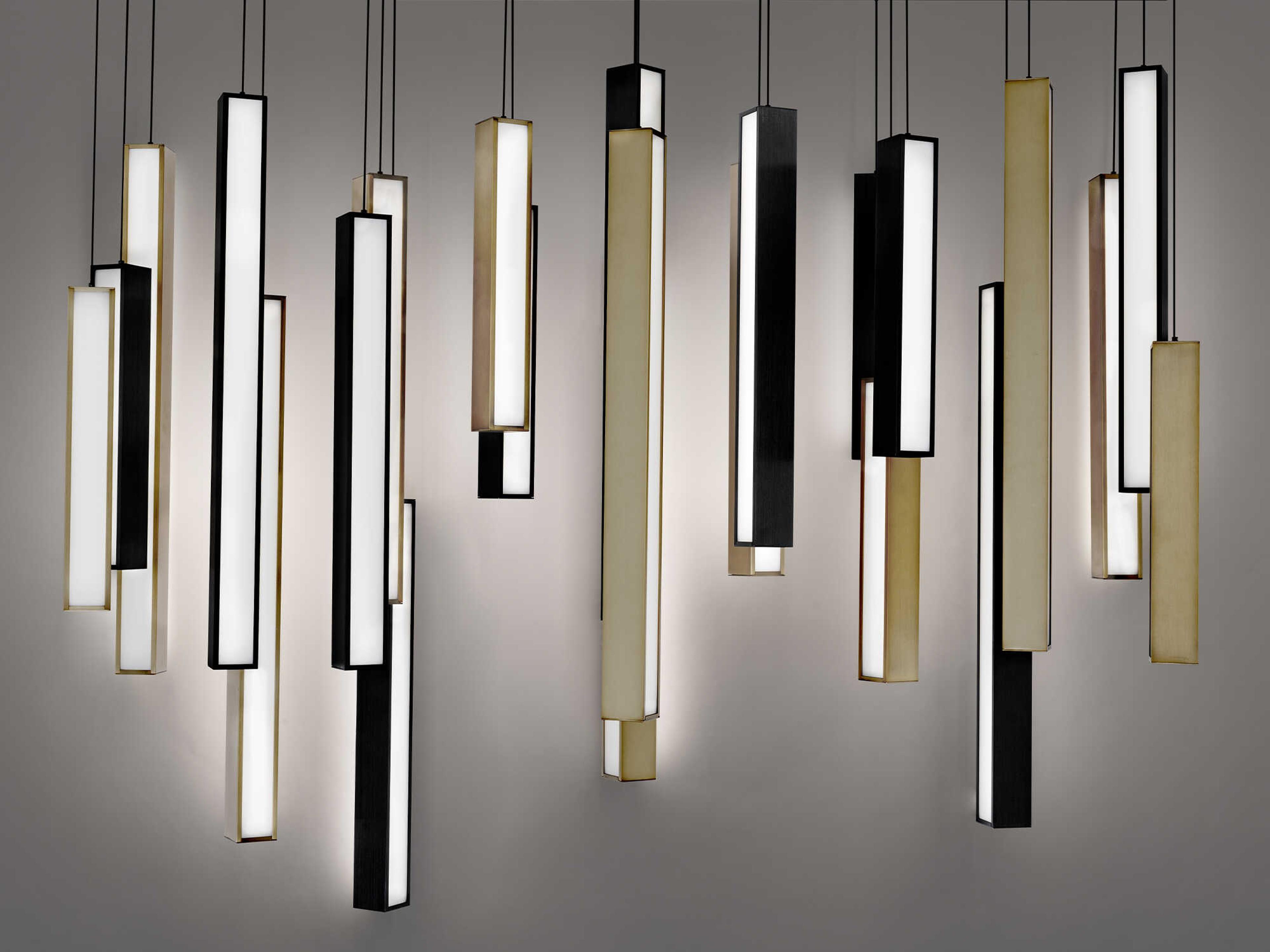 Modern Forms Chaos 23-Light Black Aged Brass Geometric Linear Island Pendant