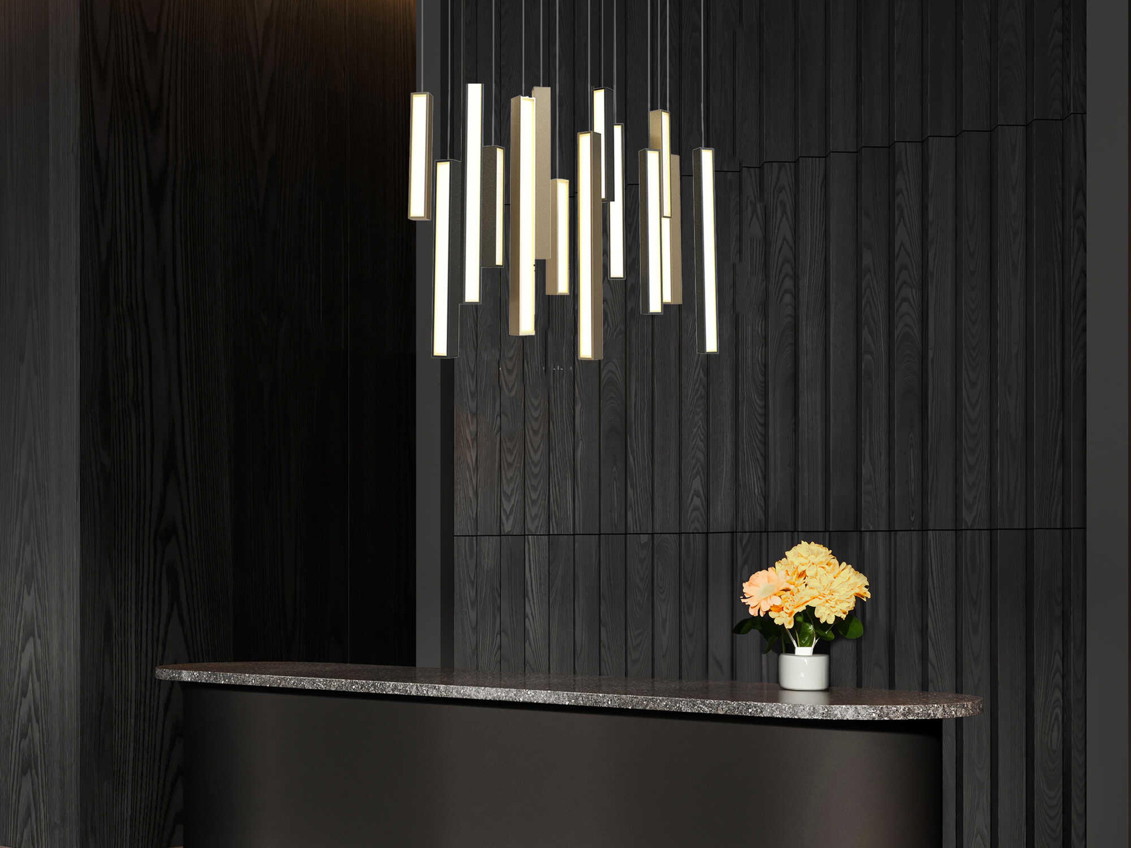 Modern Forms Chaos 23-Light Black Aged Brass Geometric Linear Island Pendant