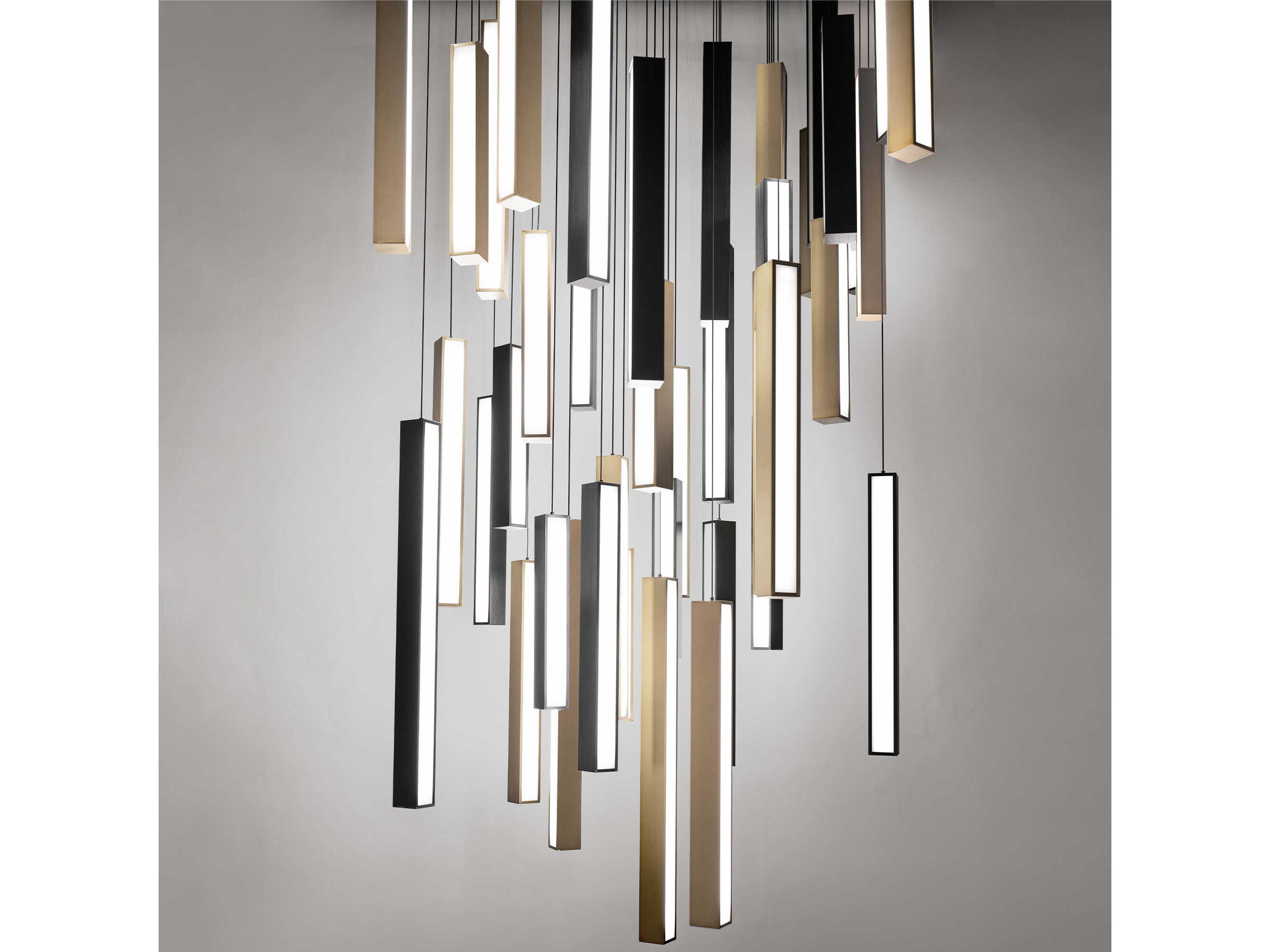 Modern Forms Chaos 41-Light Black Aged Brass Geometric Linear Pendant