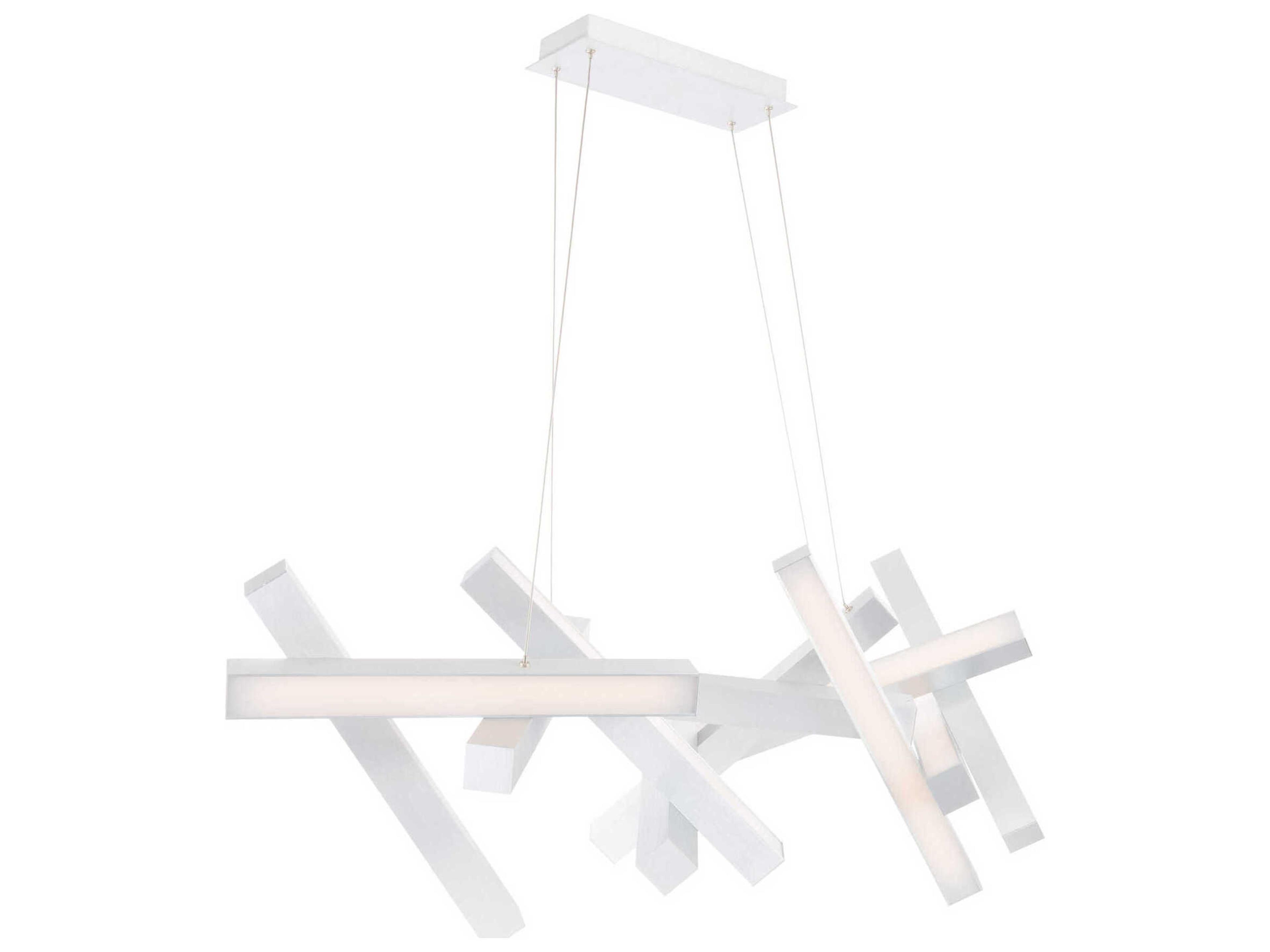 Chaos 11-Light Brushed Aluminum Silver LED Linear Island Pendant