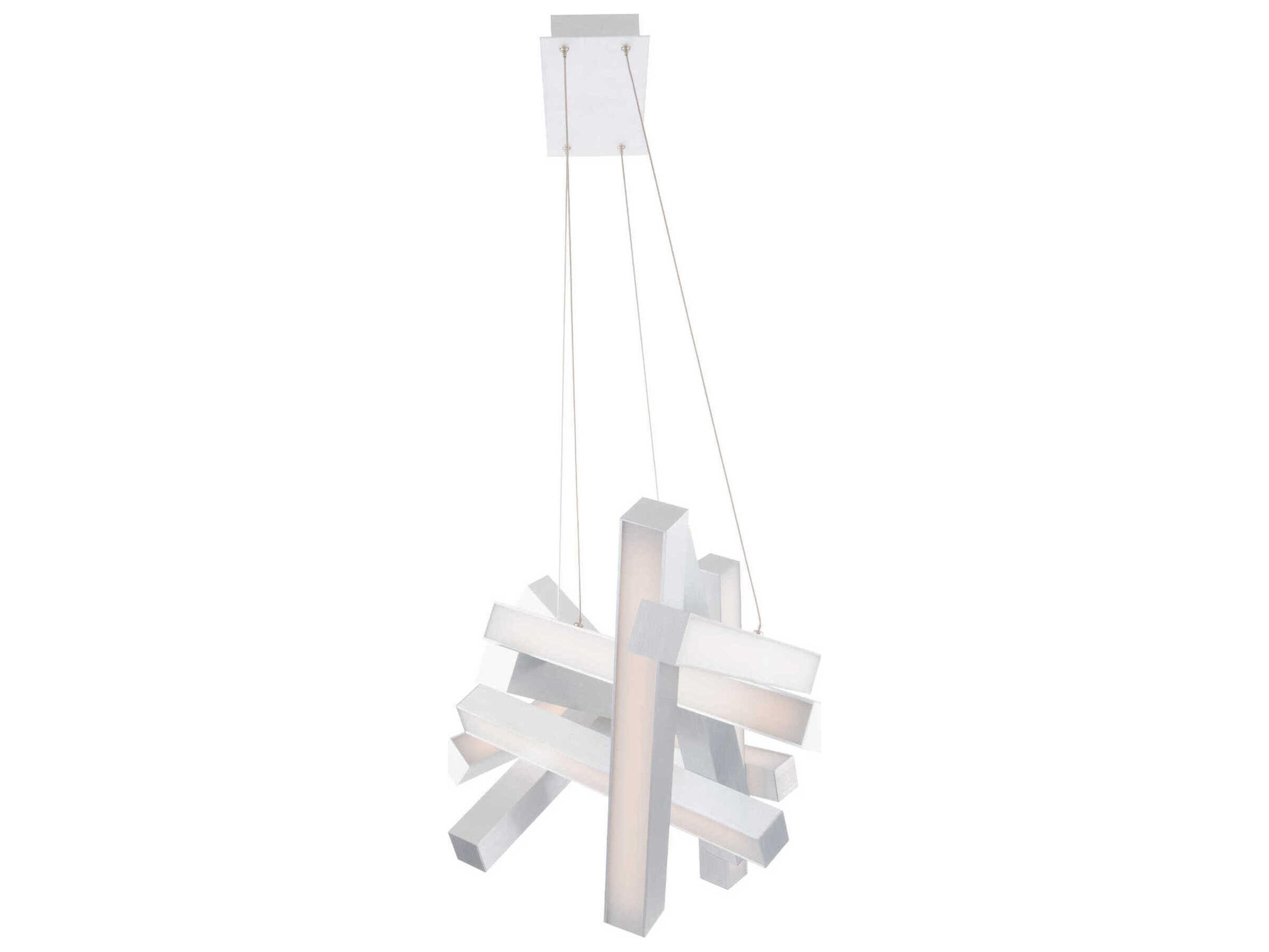 Modern Forms Chaos 11-Light Brushed Aluminum Silver LED Linear Island Pendant
