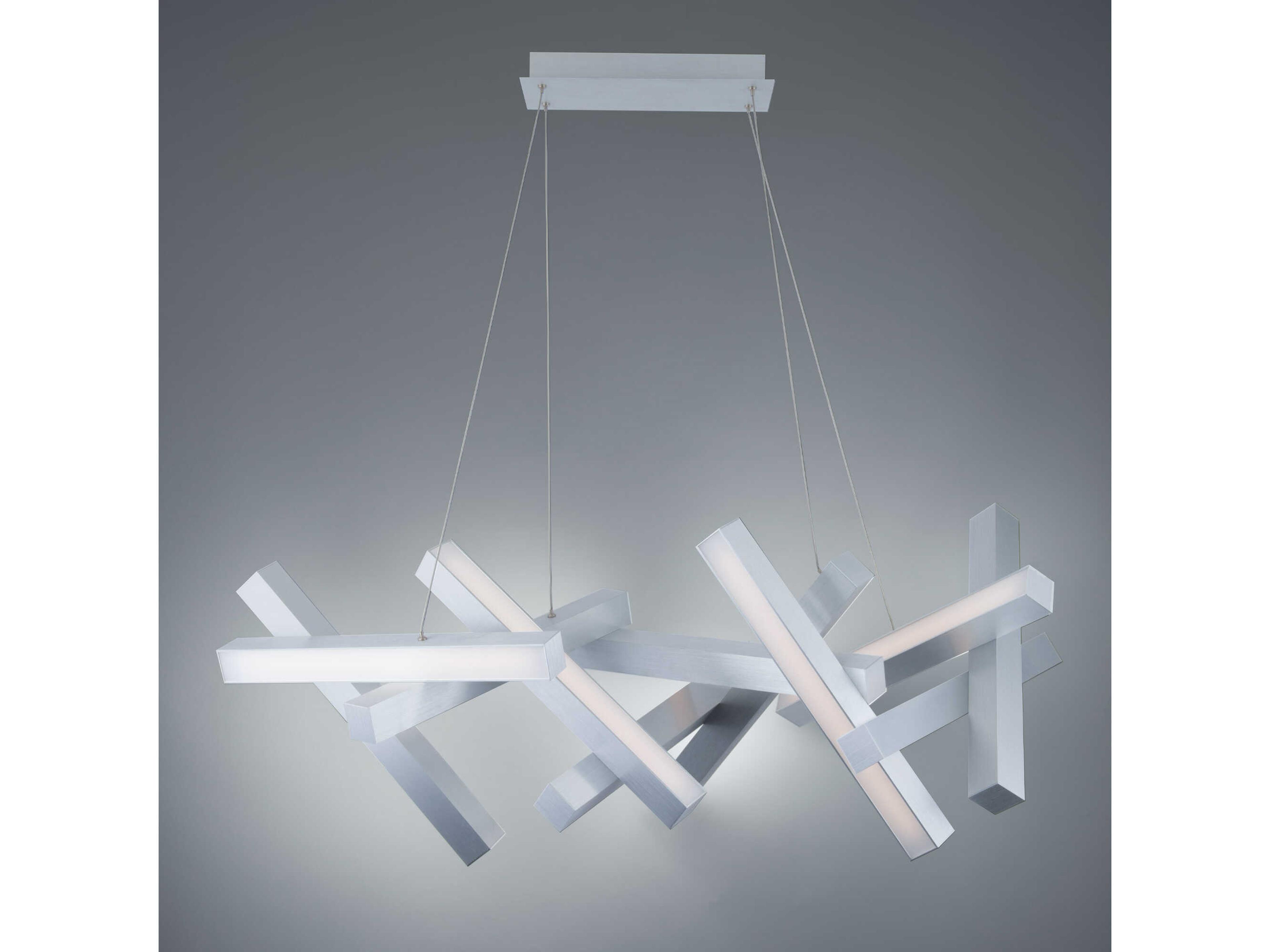 Modern Forms Chaos 11-Light Brushed Aluminum Silver LED Linear Island Pendant