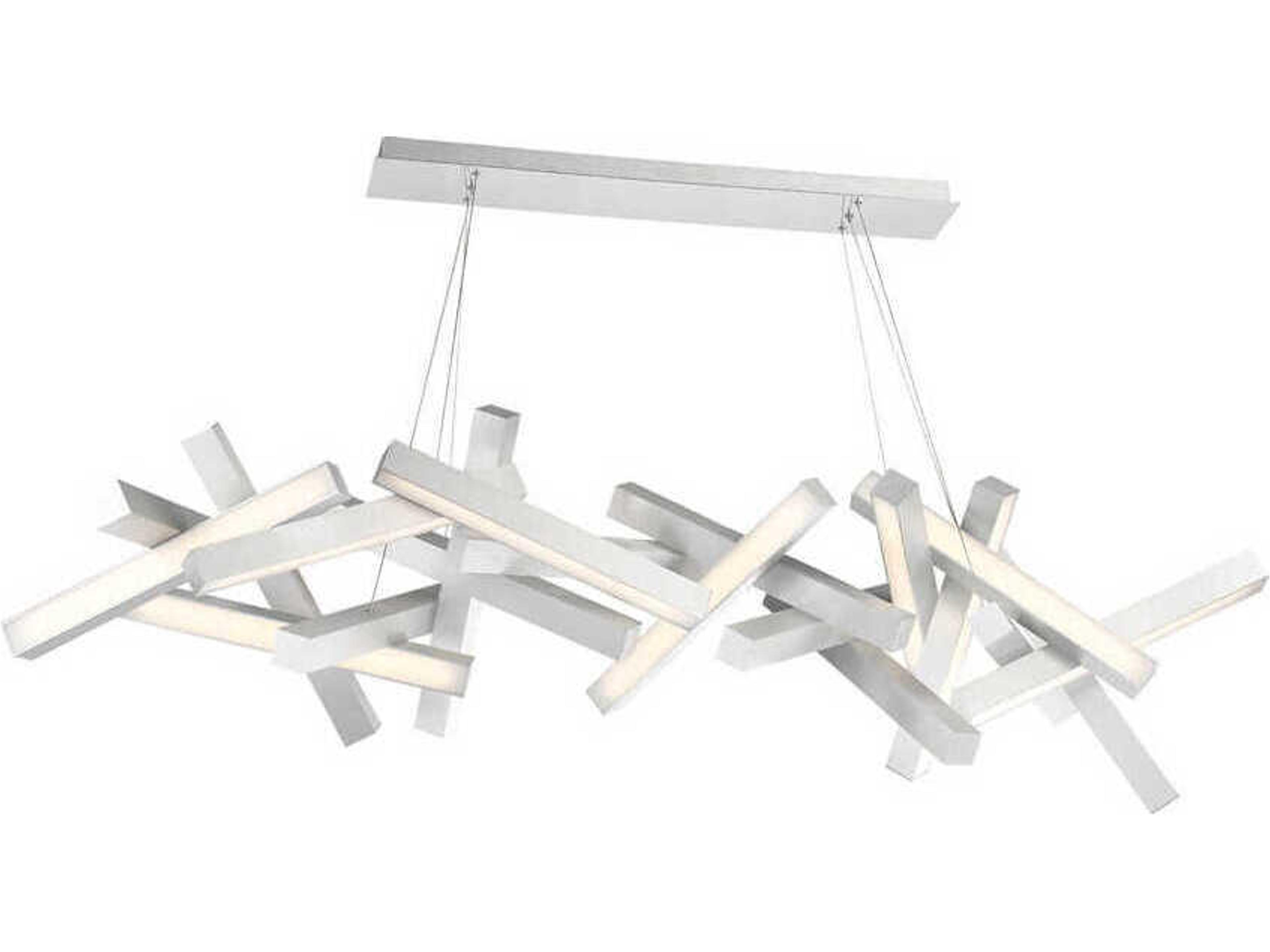 Chaos 19-Light9-Light Brushed Aluminum Silver LED Linear Island Pendant