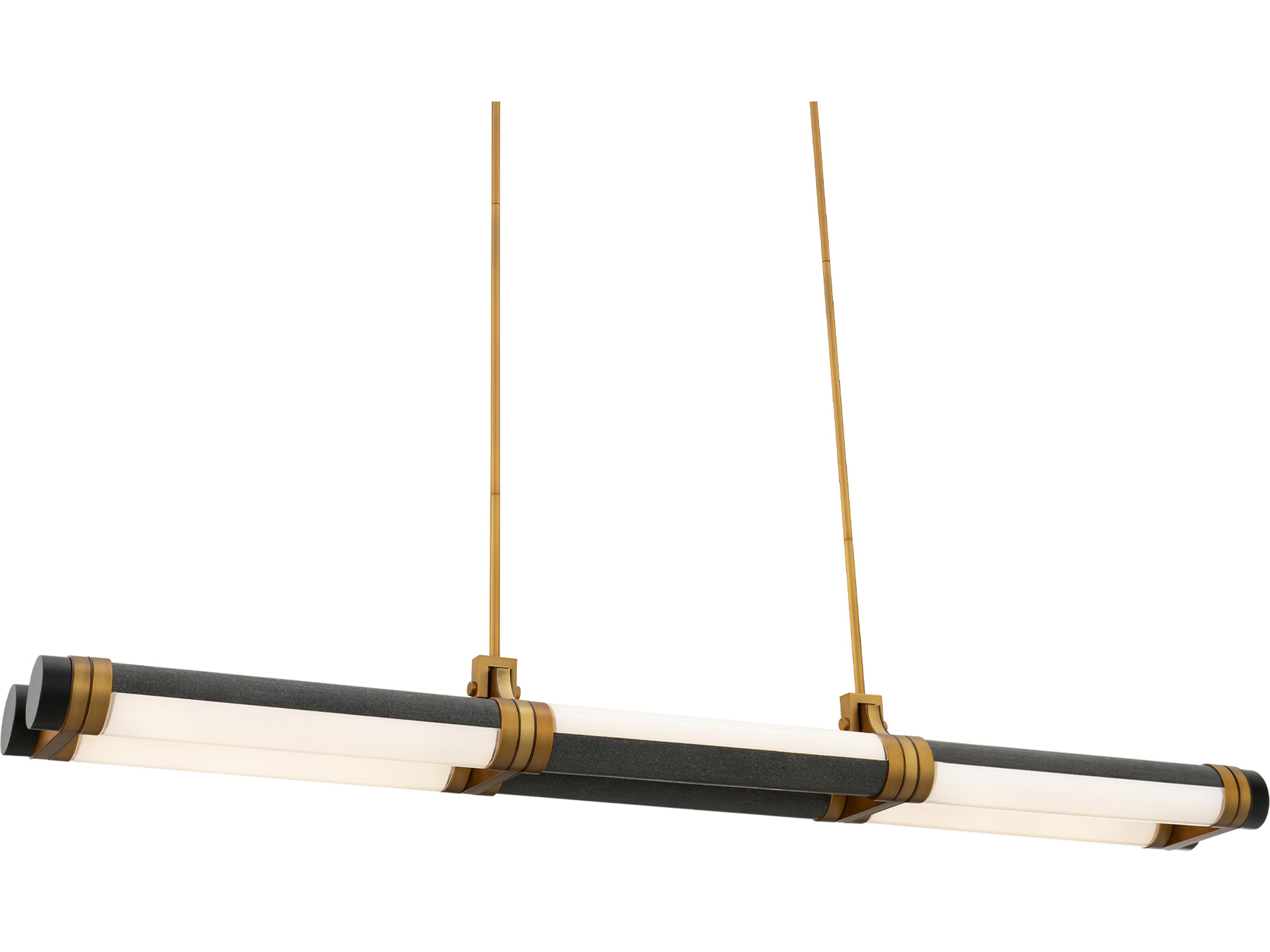 Modern Forms Catania 1-Light Bassalt Stone Aged Brass Cylinder Linear Island Pendant