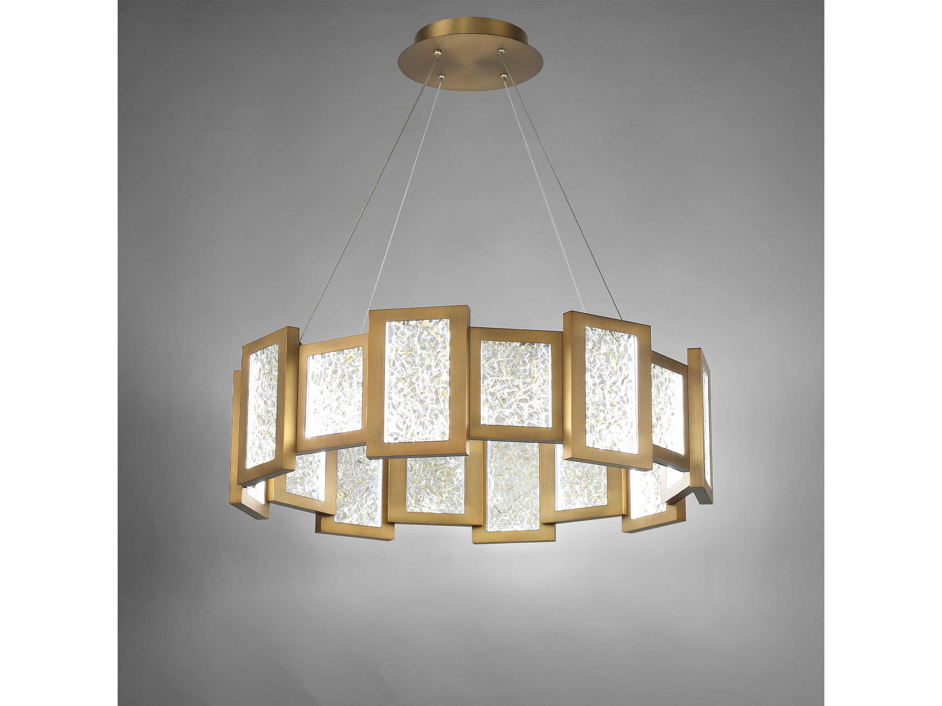 Modern Forms Fury 16-Light6-Light Aged Brass Glass LED Geometric Pendant