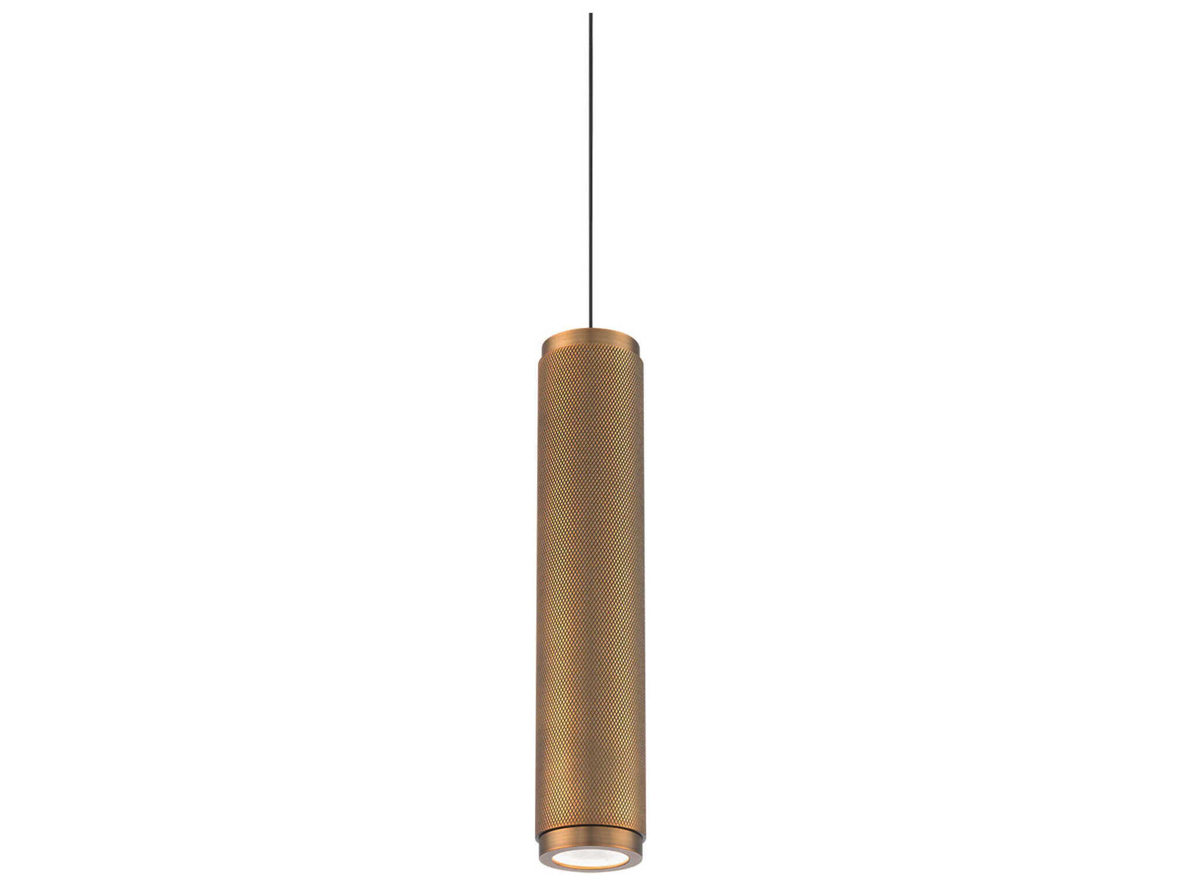 Modern Forms Burning Man 1-Light Aged Brass Glass LED Cylinder Mini Pendant