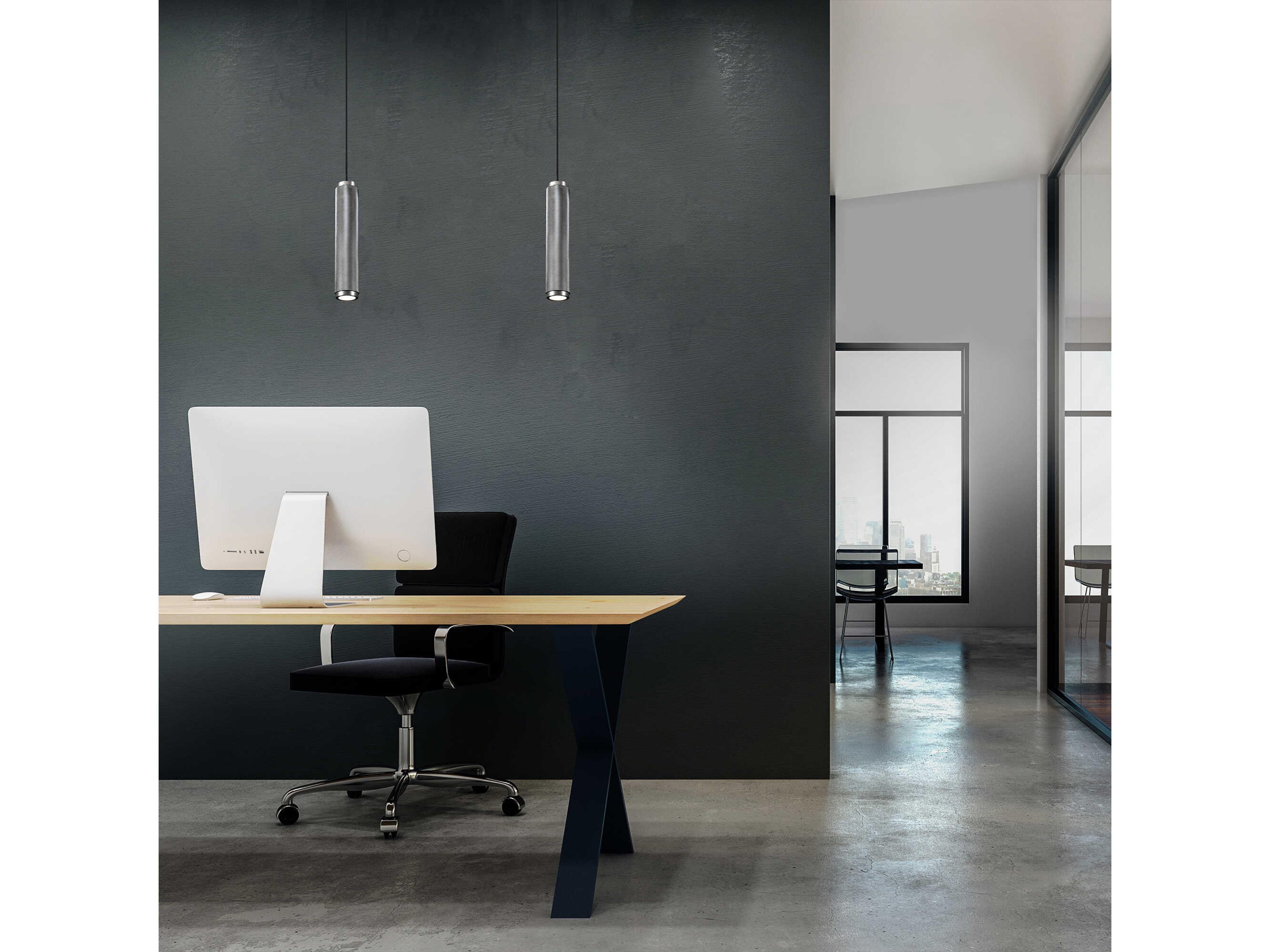 Modern Forms Burning Man 1-Light Antique Nickel Glass LED Cylinder Mini Pendant