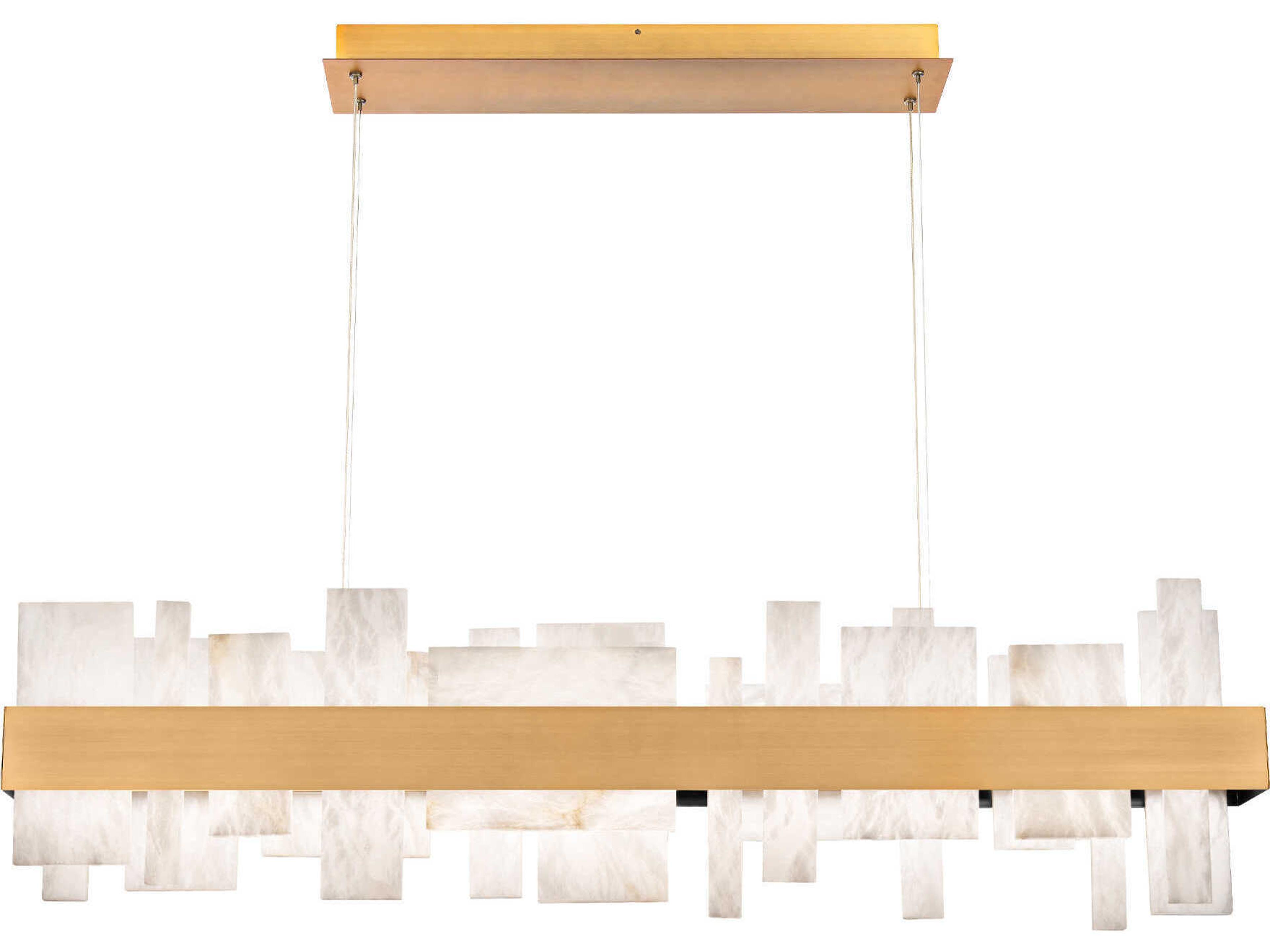 Modern Forms Acropolis 1-Light Aged Brass LED Geometric Linear Island Pendant