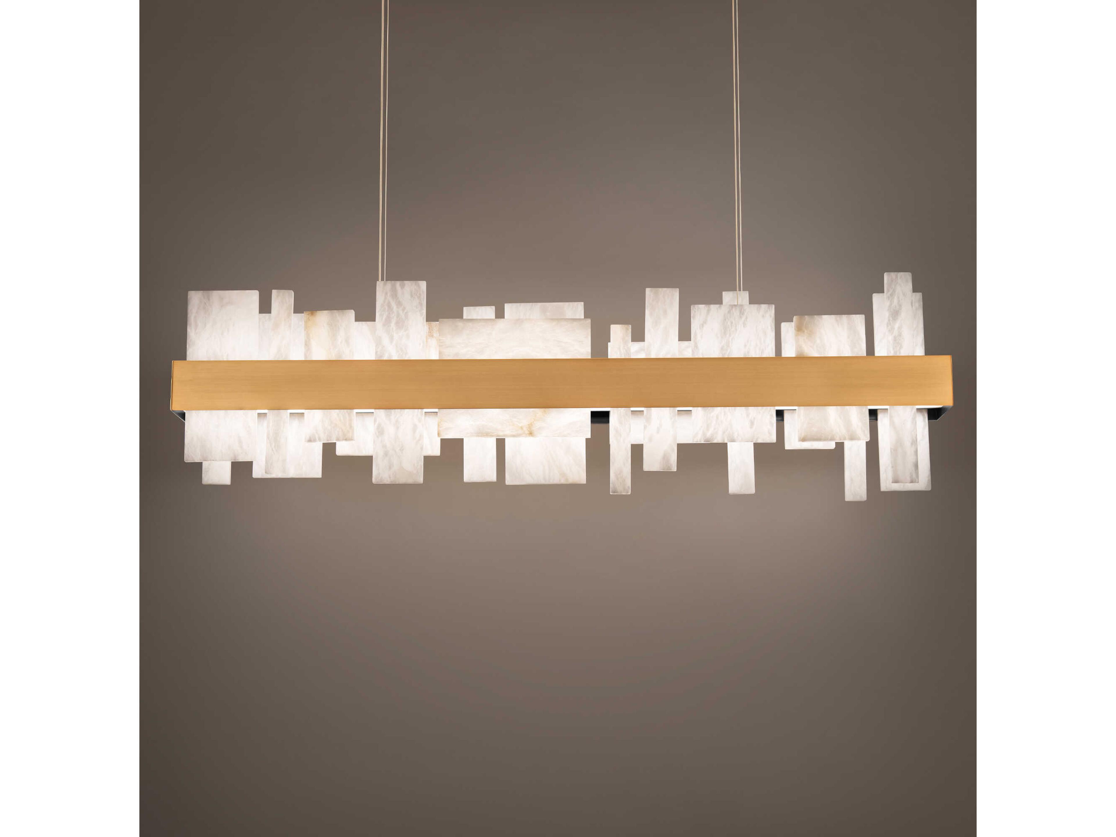 Modern Forms Acropolis 1-Light Aged Brass LED Geometric Linear Island Pendant