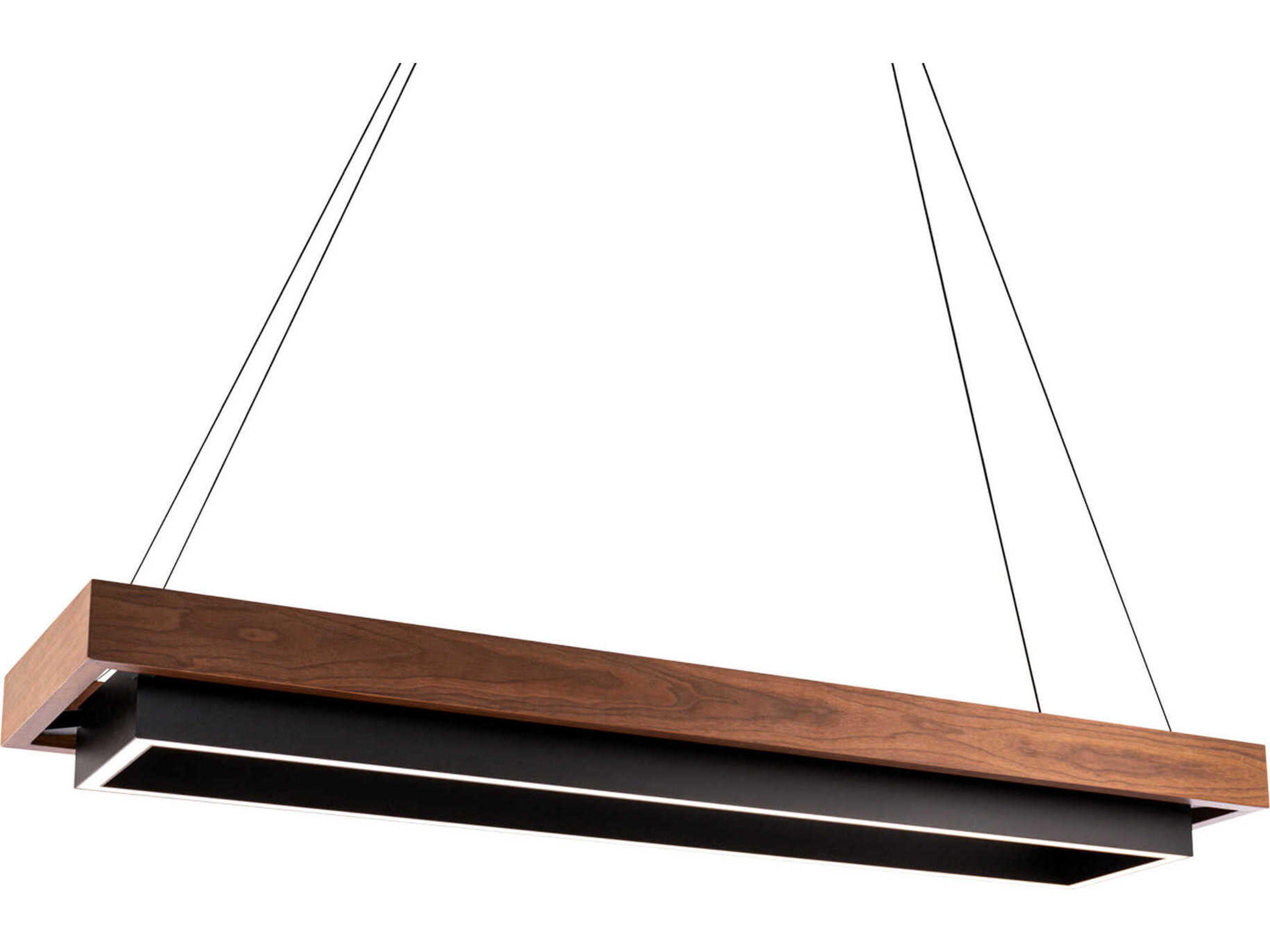 Modern Forms Hustler 1-Light Black Dark Walnut Brown LED Linear Island Pendant