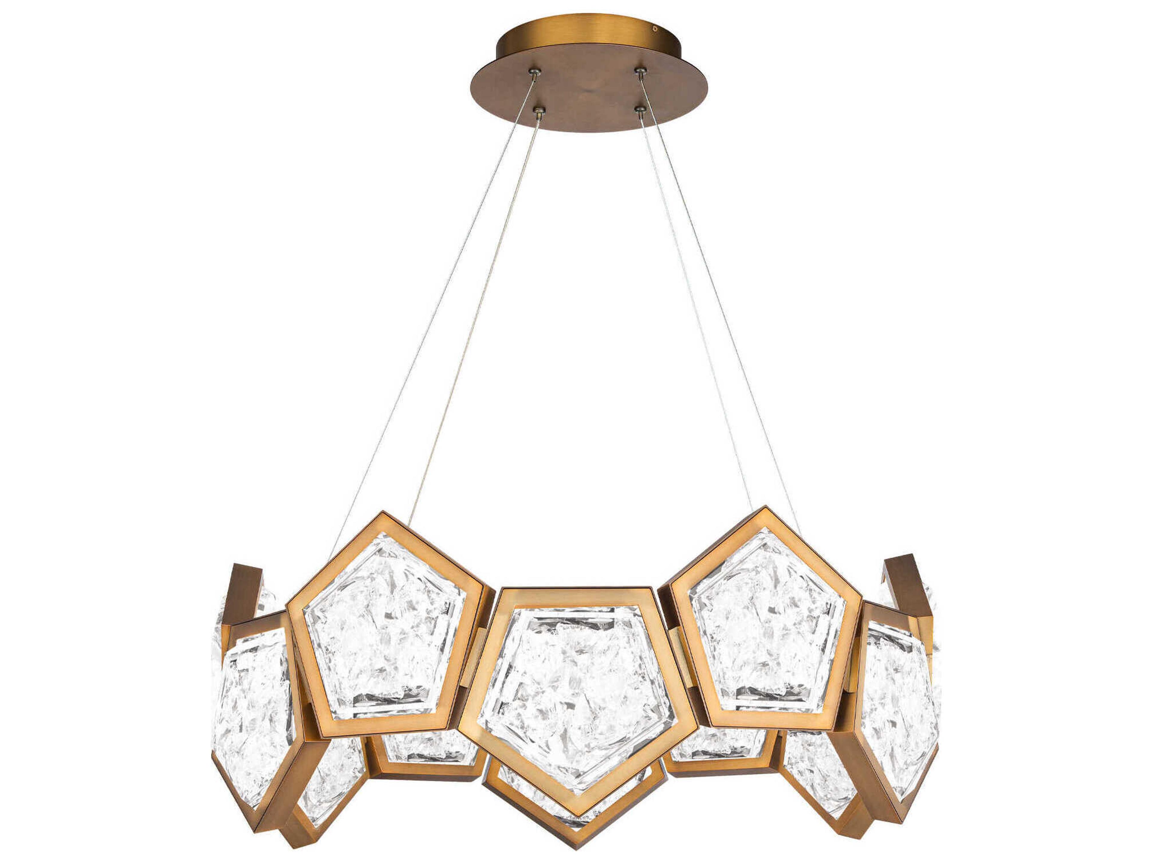 Modern Forms Starlight Starbright 1-Light Aged Brass Crystal LED Geometric Pendant