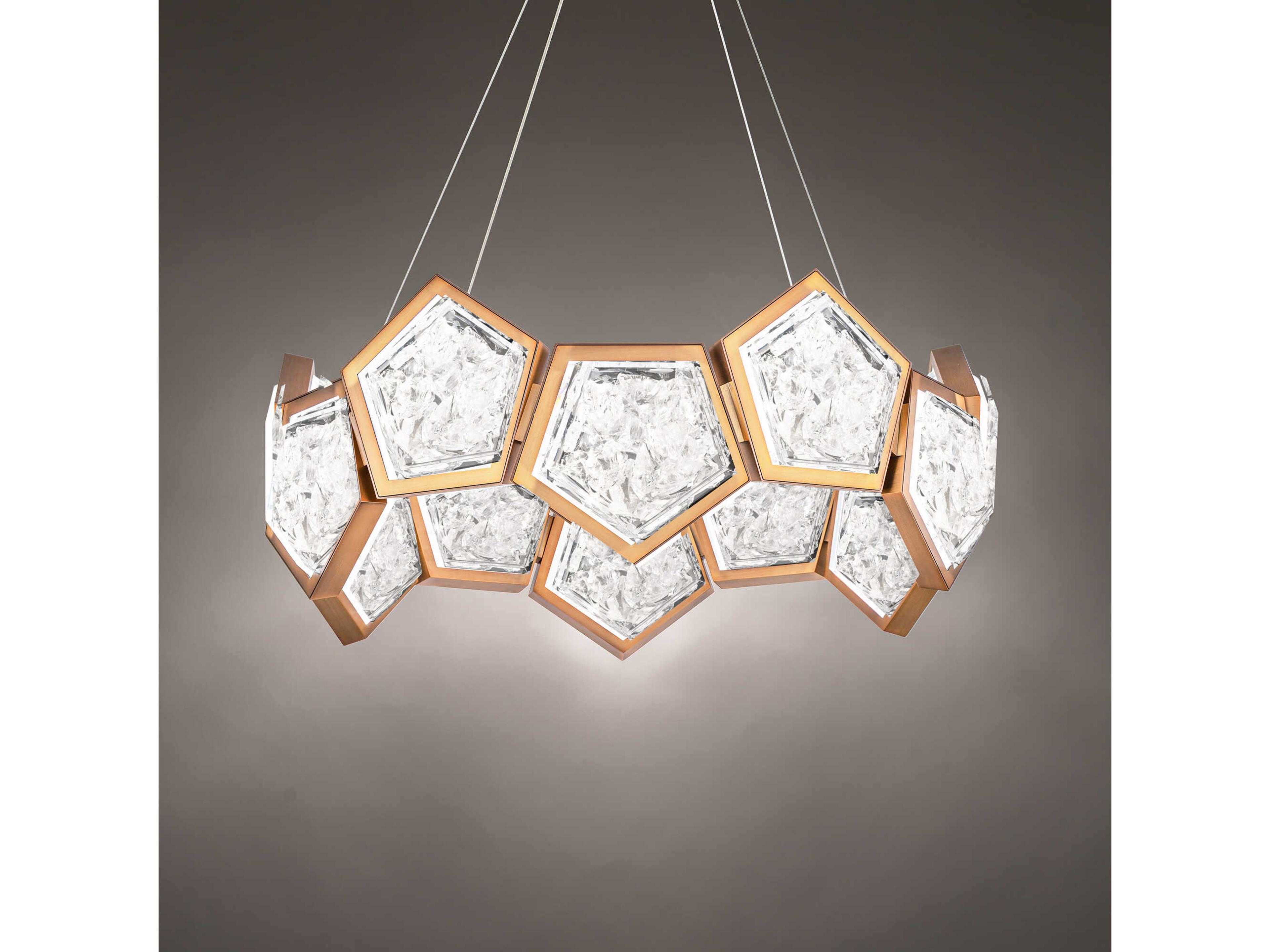 Modern Forms Starlight Starbright 1-Light Aged Brass Crystal LED Geometric Pendant