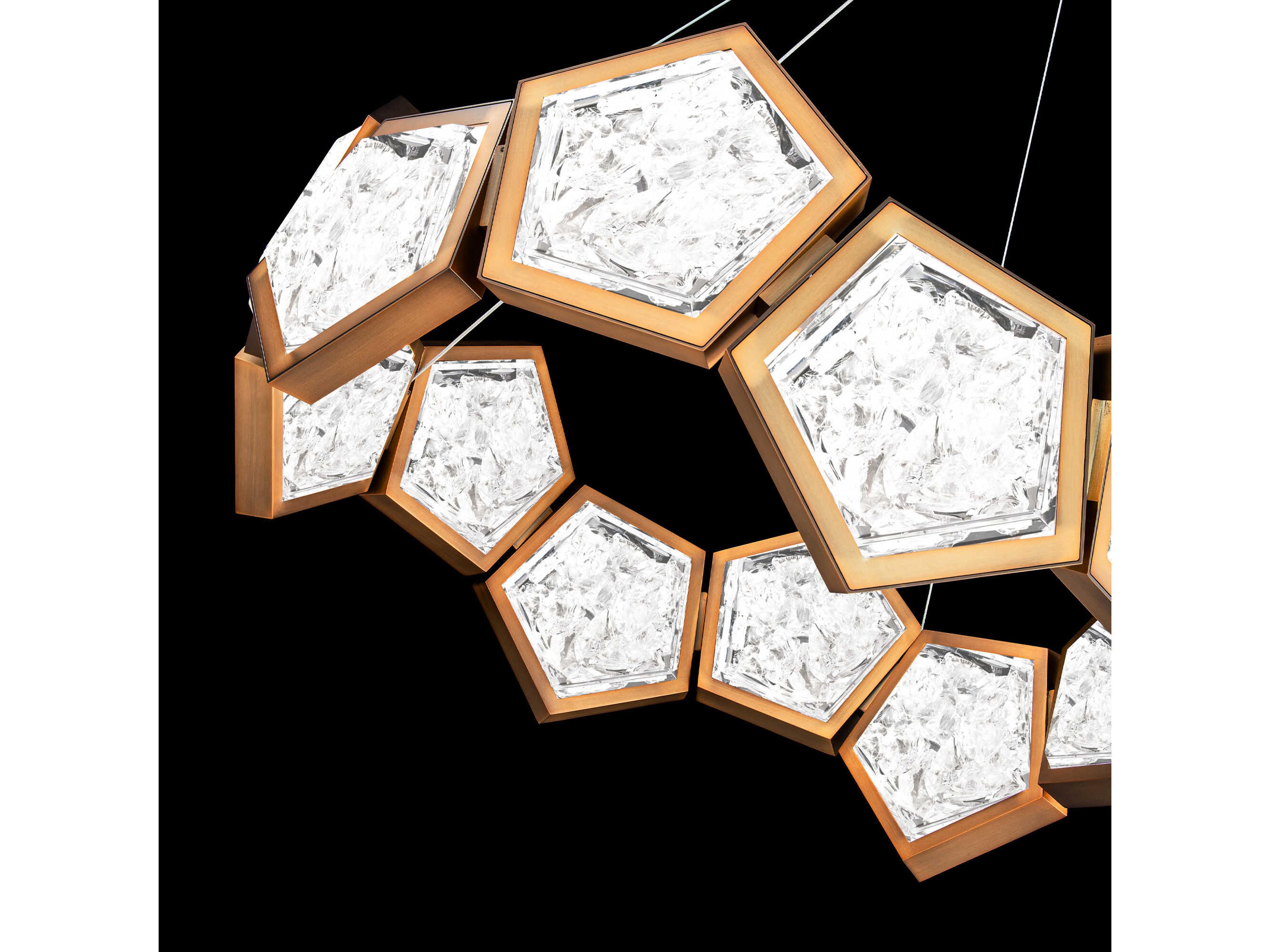 Modern Forms Starlight Starbright 1-Light Aged Brass Crystal LED Geometric Pendant