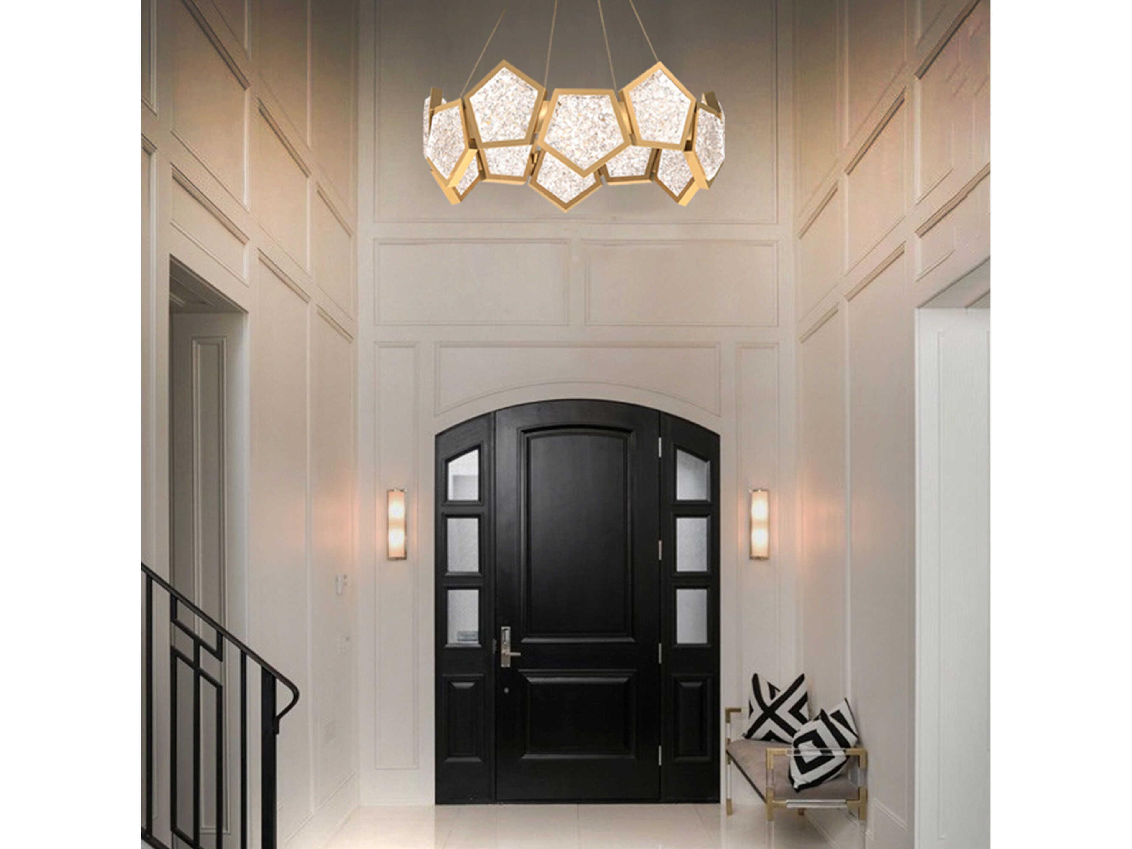 Modern Forms Starlight Starbright 1-Light Aged Brass Crystal LED Geometric Pendant