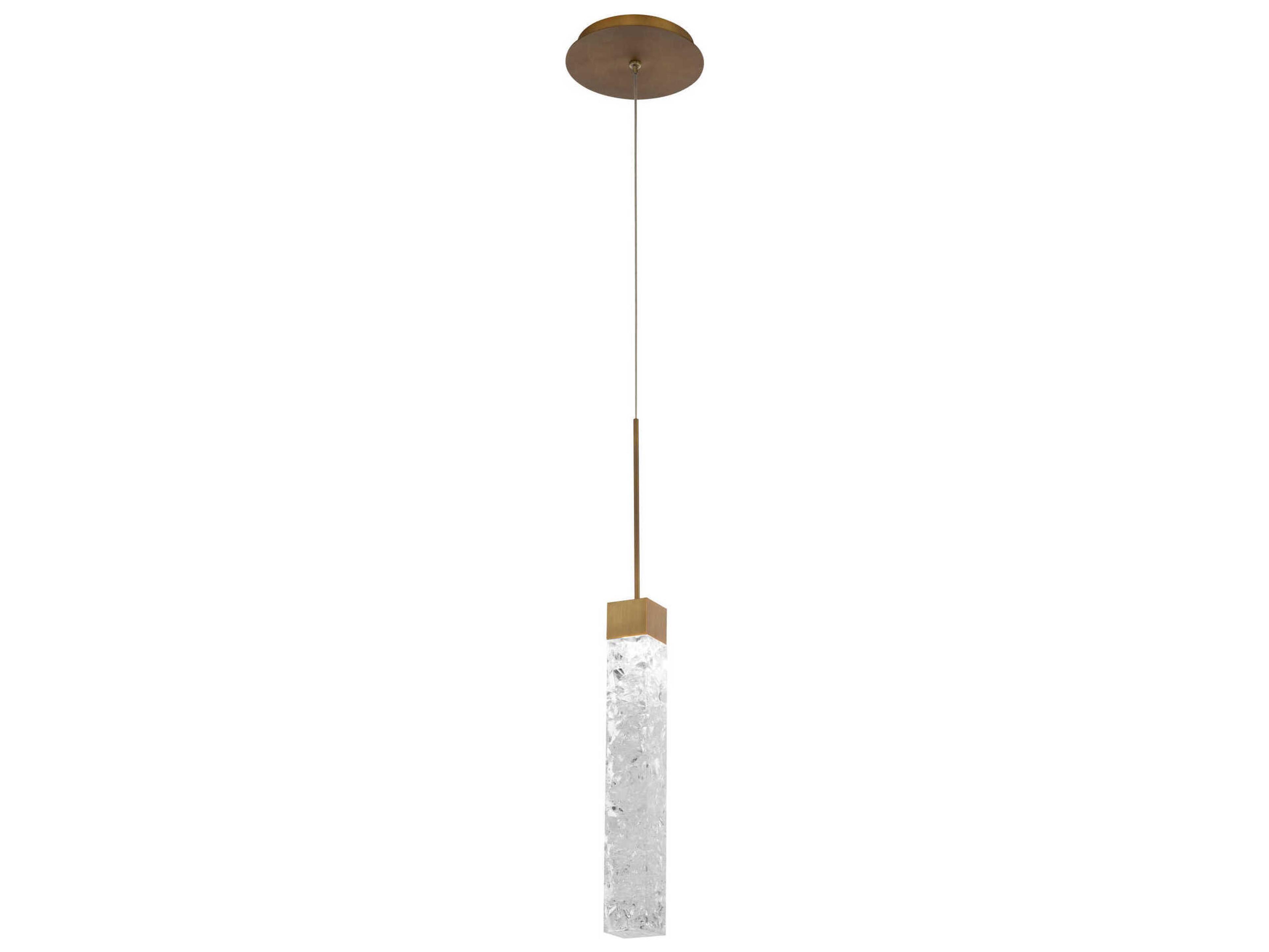 Minx LED Mini Pendant in Aged Brass with Crystal