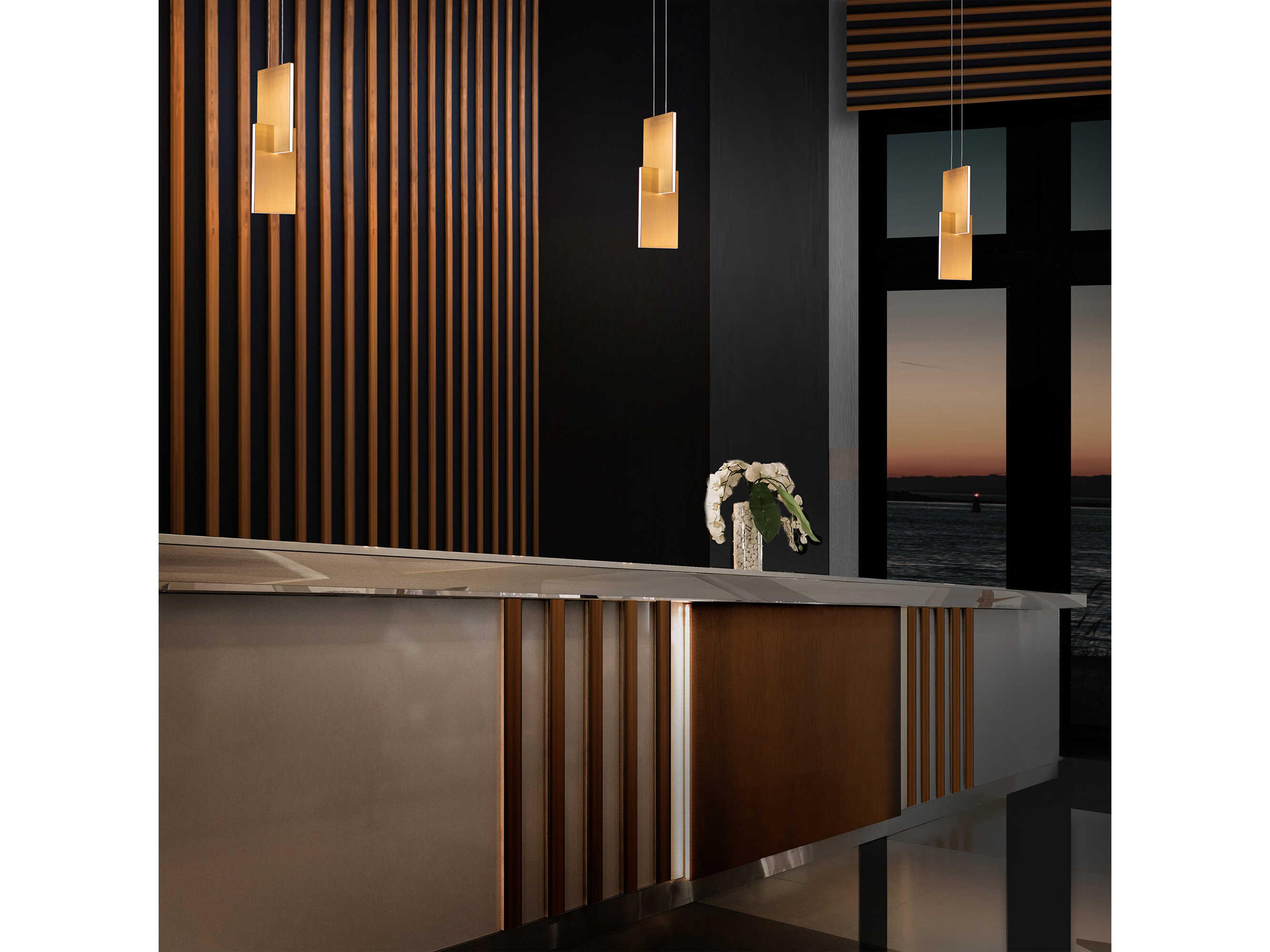 Modern Forms Amari 1-Light Aged Brass LED Geometric Mini Pendant