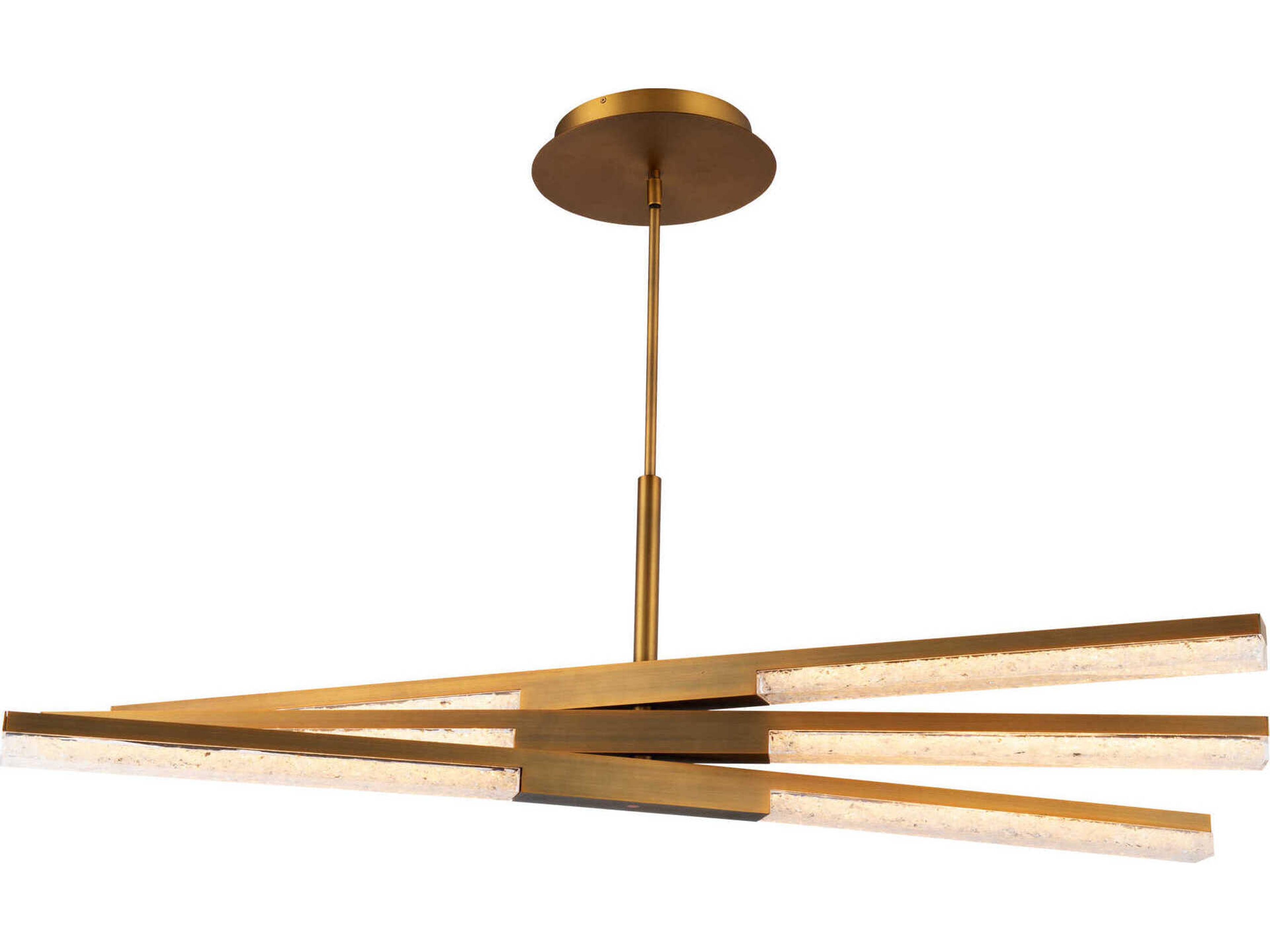 Modern Forms Minx 3-Light Aged Brass Crystal LED Geometric Linear Pendant