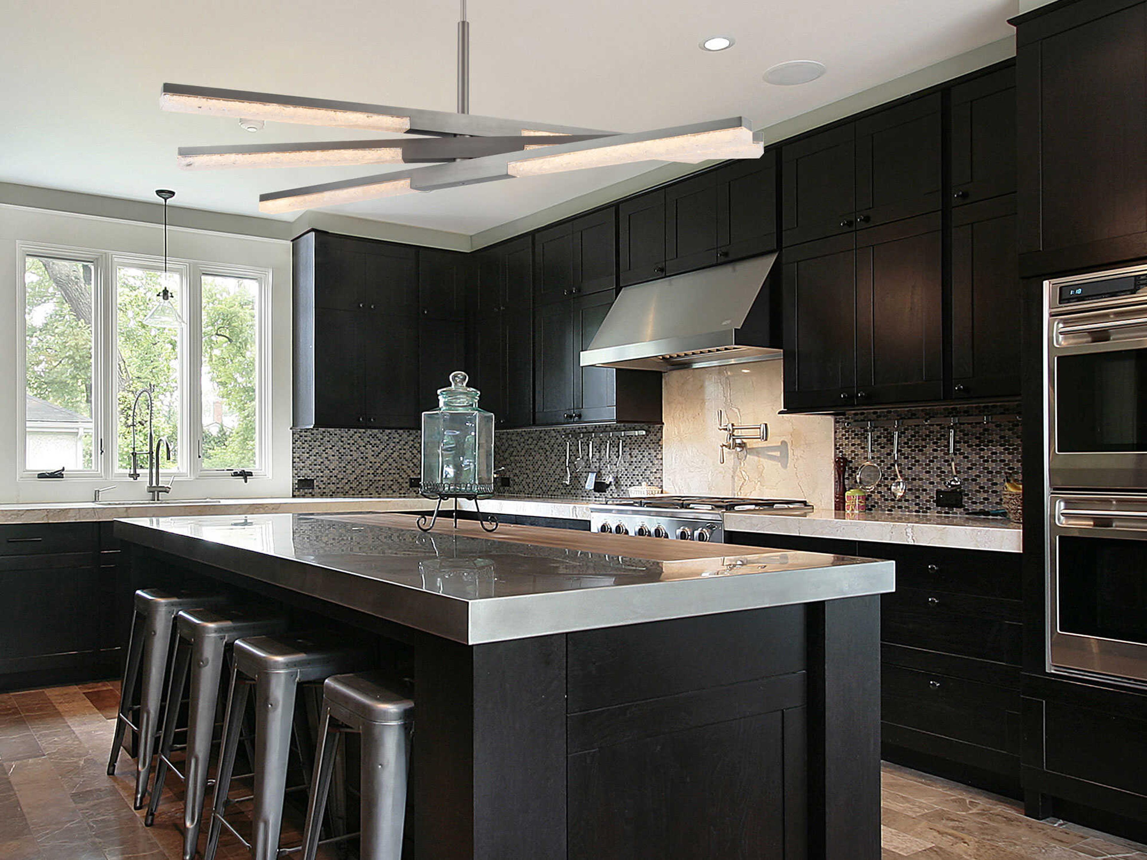 Modern Forms Minx 3-Light Antique Nickel Crystal LED Geometric Linear Pendant