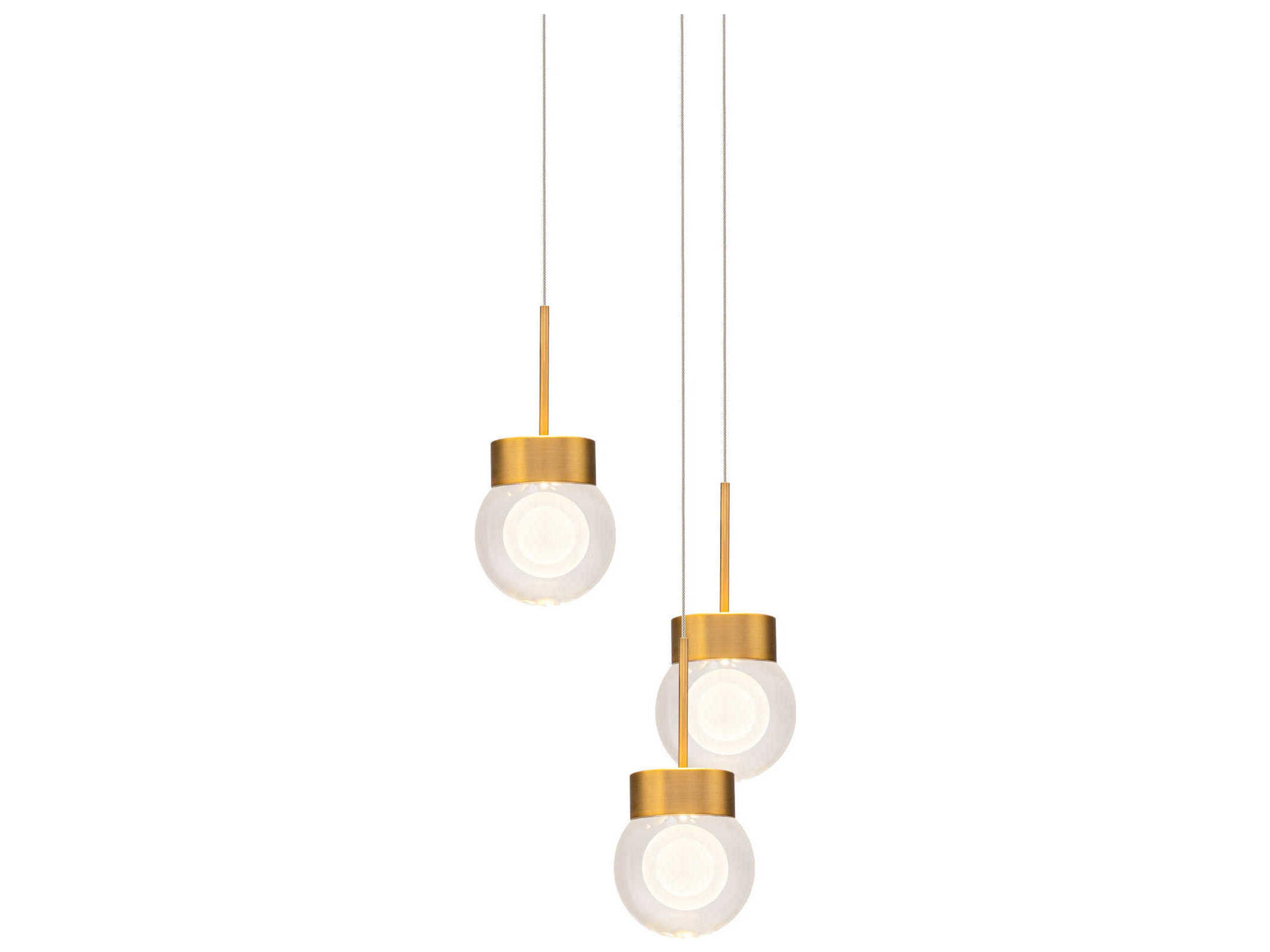 Double Bubble 3-Light Aged Brass Globe Mini Pendant