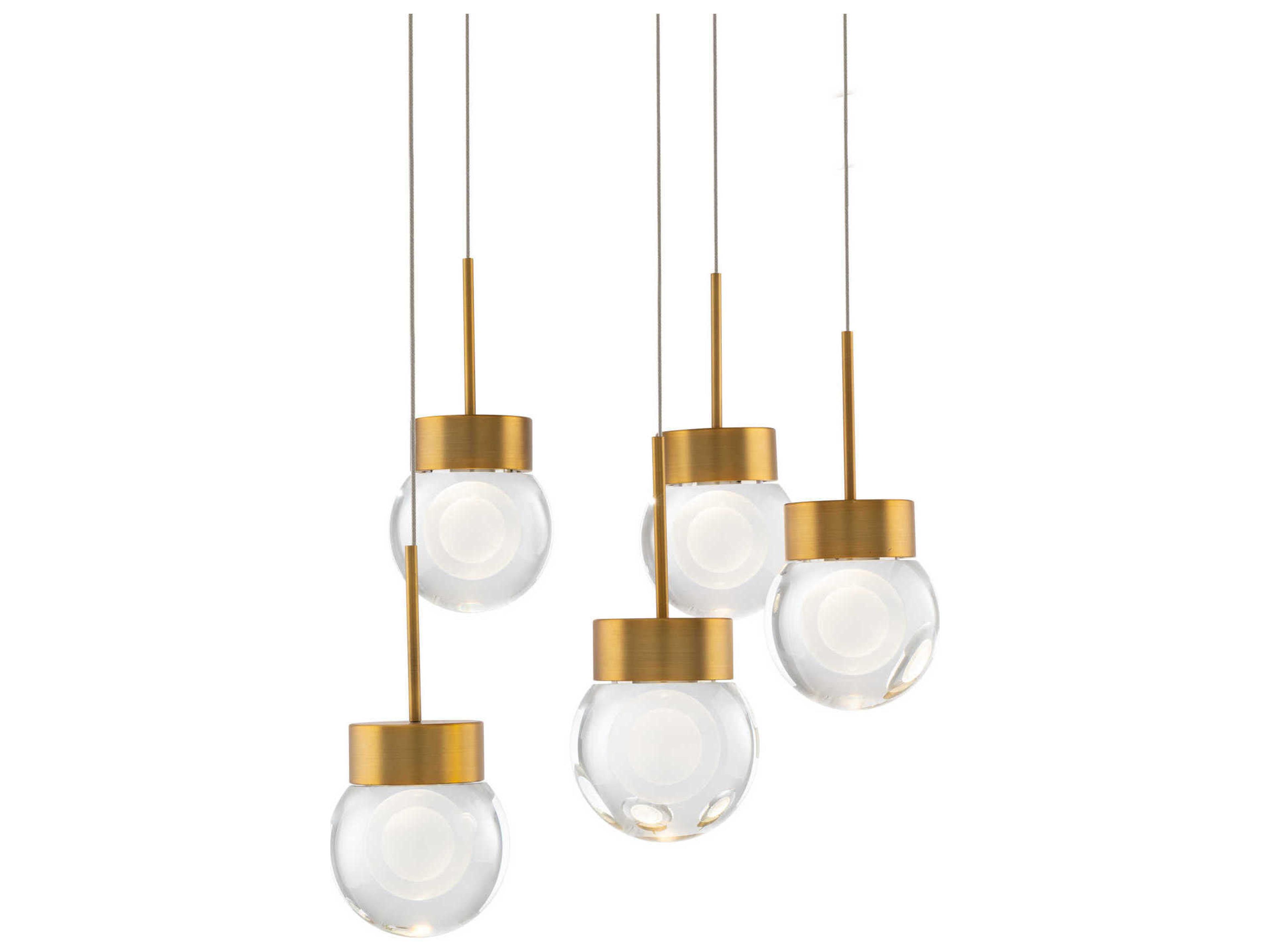 Double Bubble 5-Light Aged Brass Globe Pendant