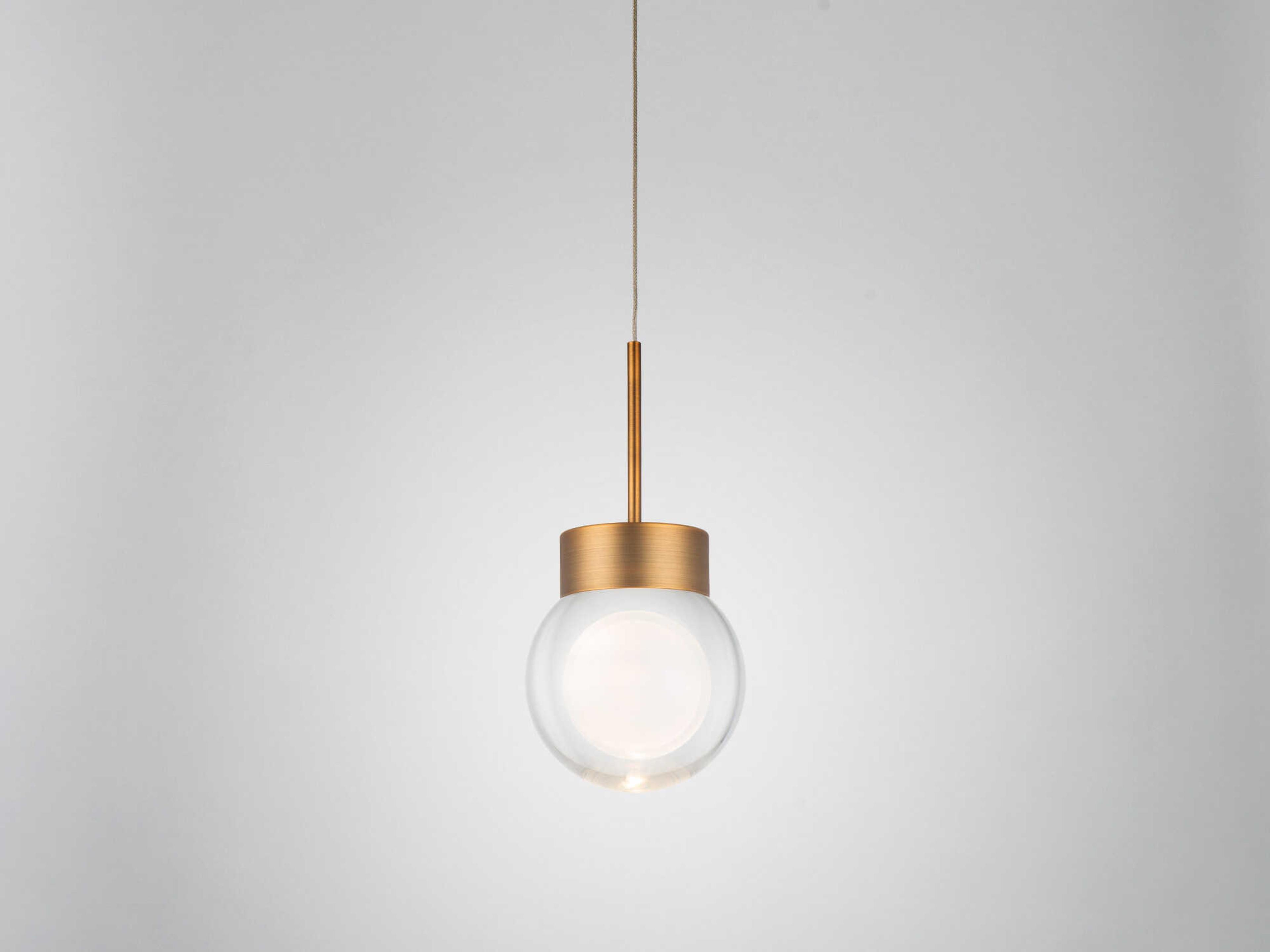 Modern Forms Double Bubble 1-Light Aged Brass Crystal LED Globe Mini Pendant