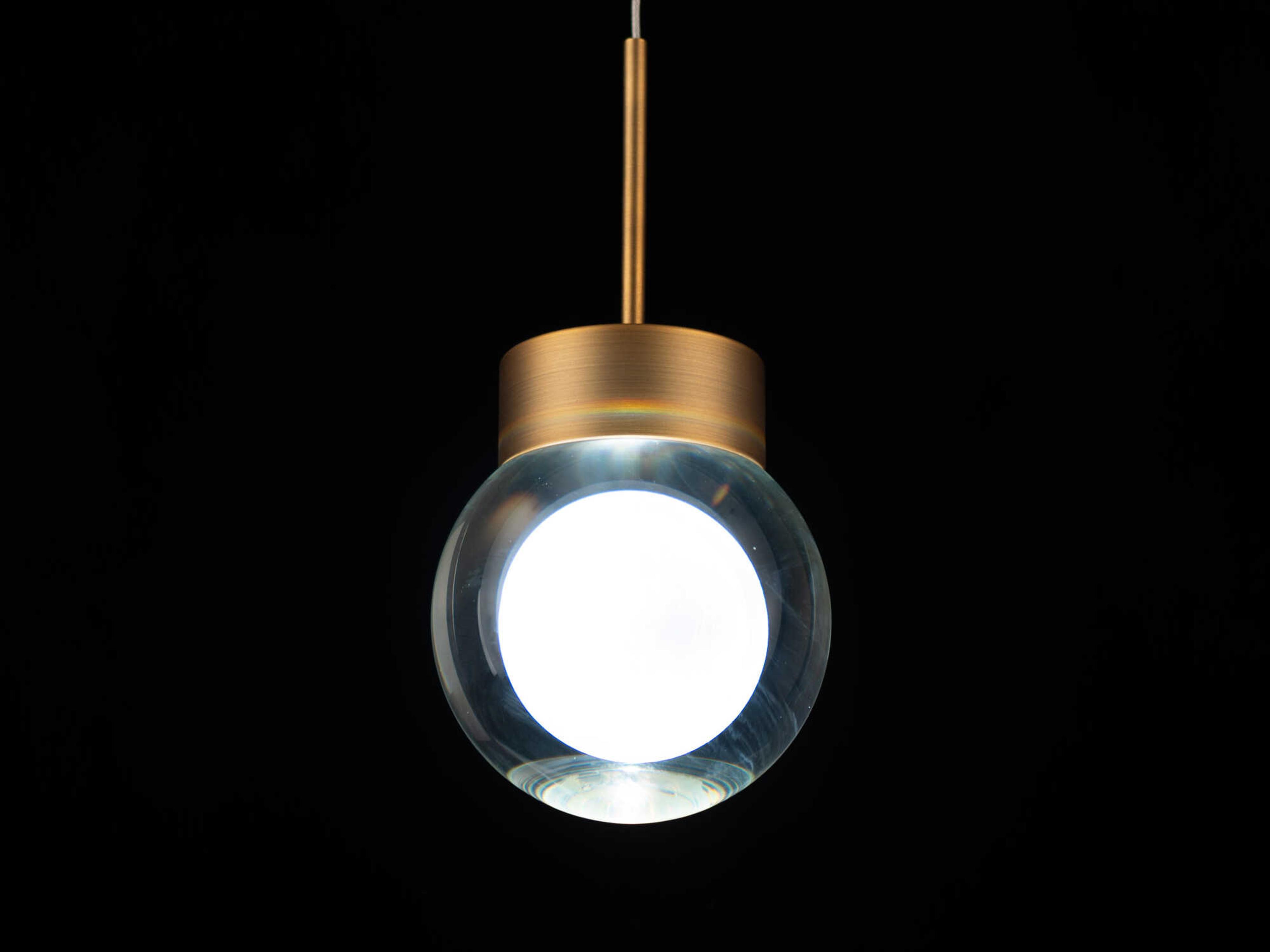 Modern Forms Double Bubble 1-Light Aged Brass Crystal LED Globe Mini Pendant