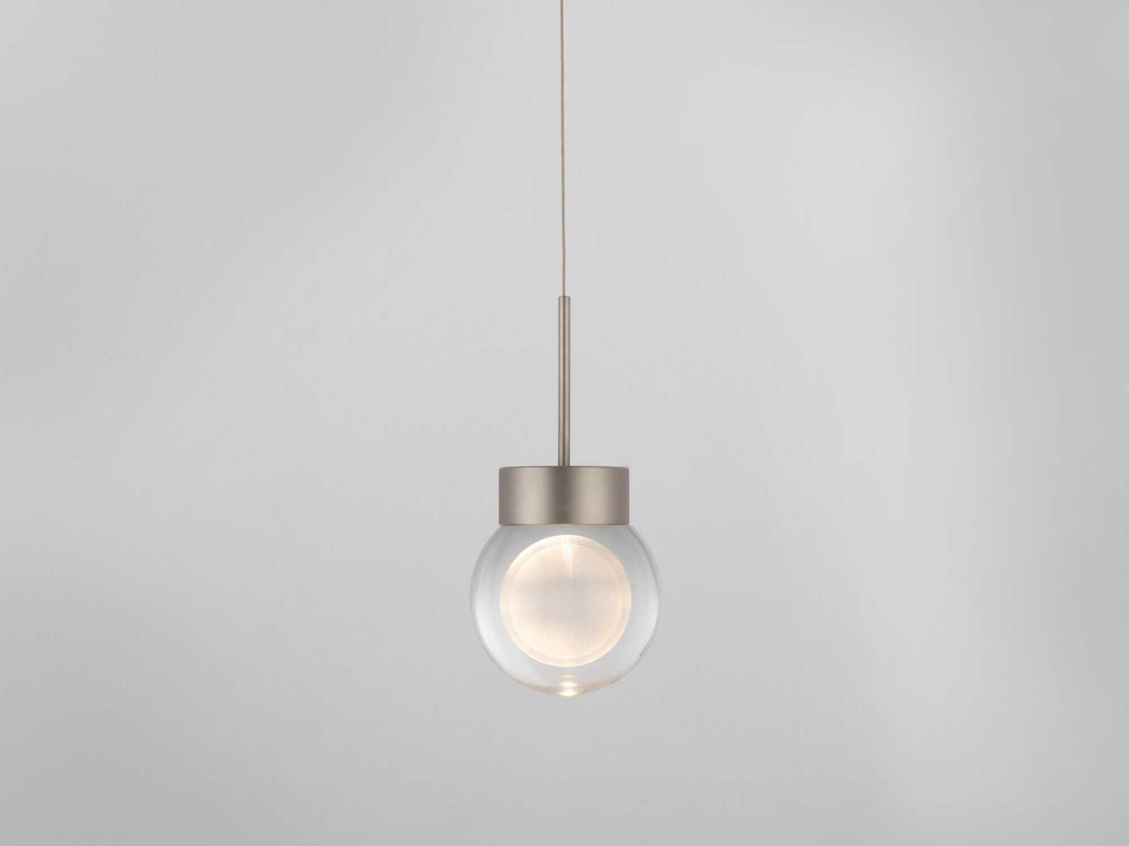 Modern Forms Double Bubble 1-Light Satin Nickel Crystal LED Globe Mini Pendant